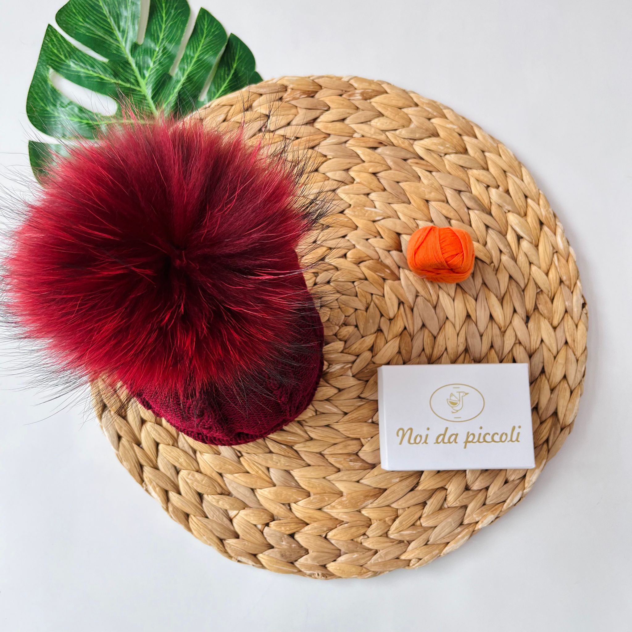 CAPPELLINO TORCHON 1 PON POM MOURMASKY Lana BORDEAUX - Noi da piccoli