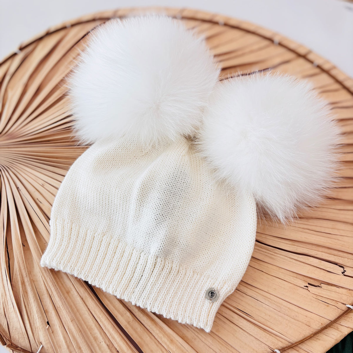 CAPPELLO 2 Pon Pom Volpe Lana PANNA - Noi da piccoli