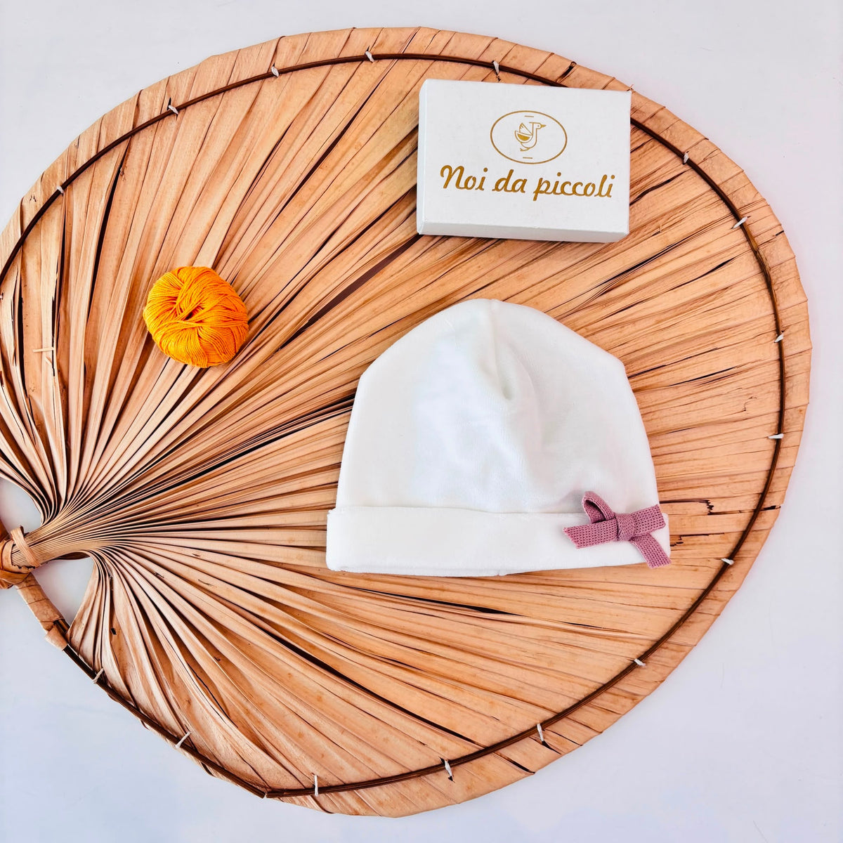 Cappello in Ciniglia con Fiocchetto Rosa Antico Panna Ninnaoh - Noi da piccoli