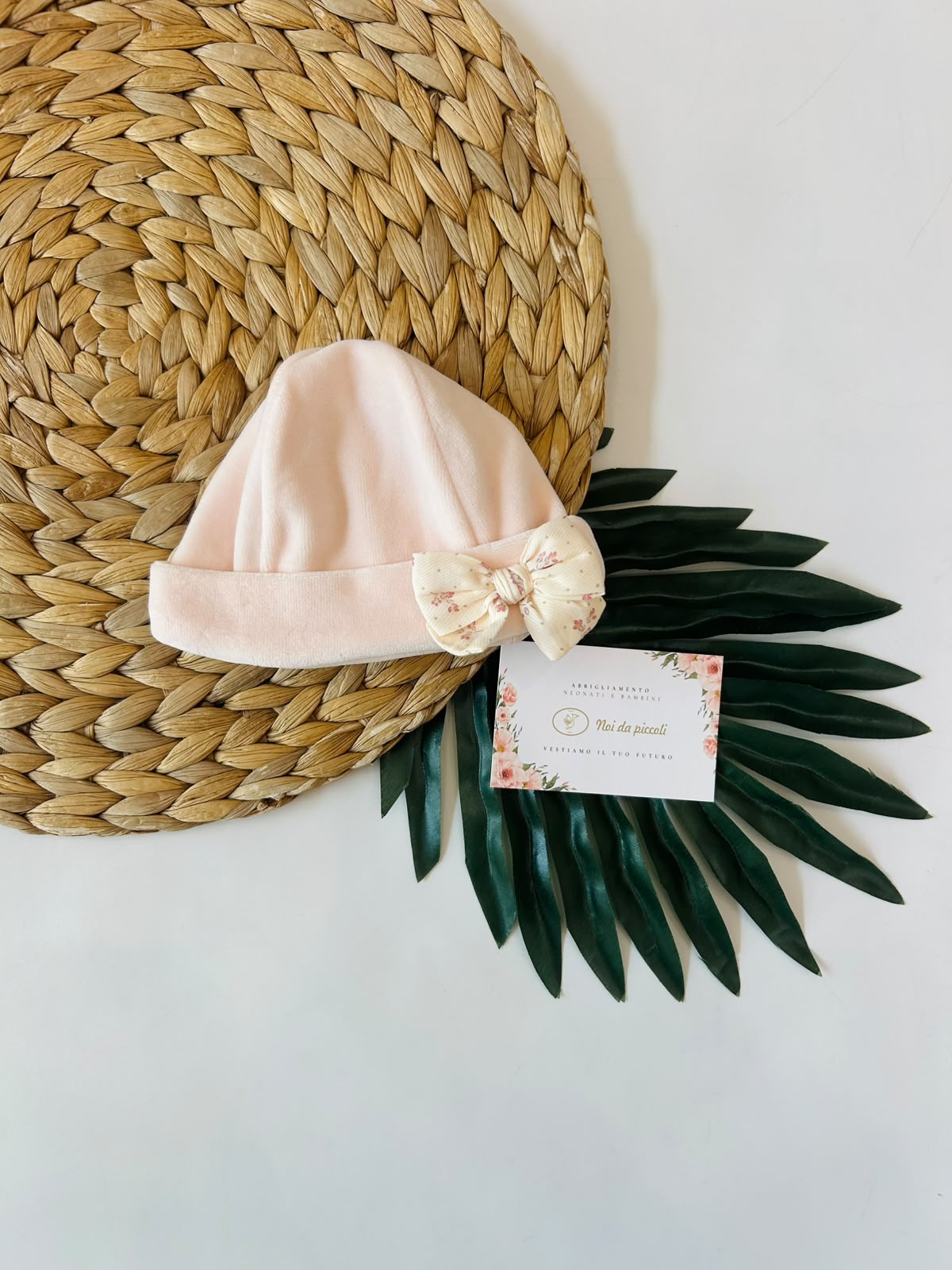 CAPPELLO IN CINIGLIA FIOCCHETTO ROSA - Noi da piccoli