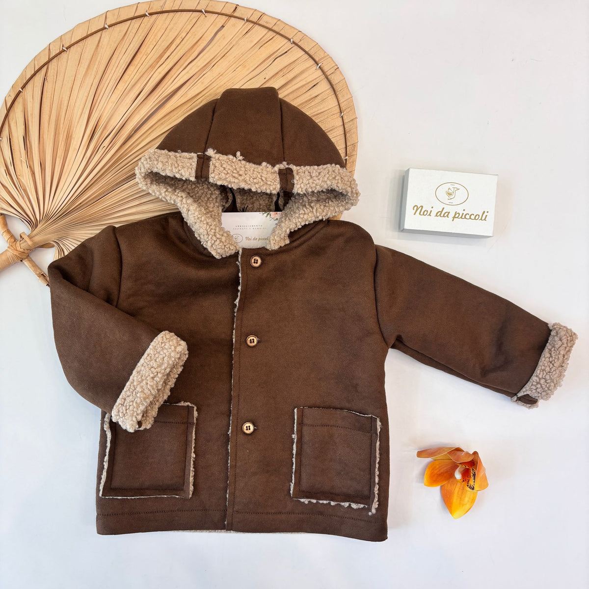 Cappottino Camoscio e Tessuto Sherpa Marrone Nannafrufrù