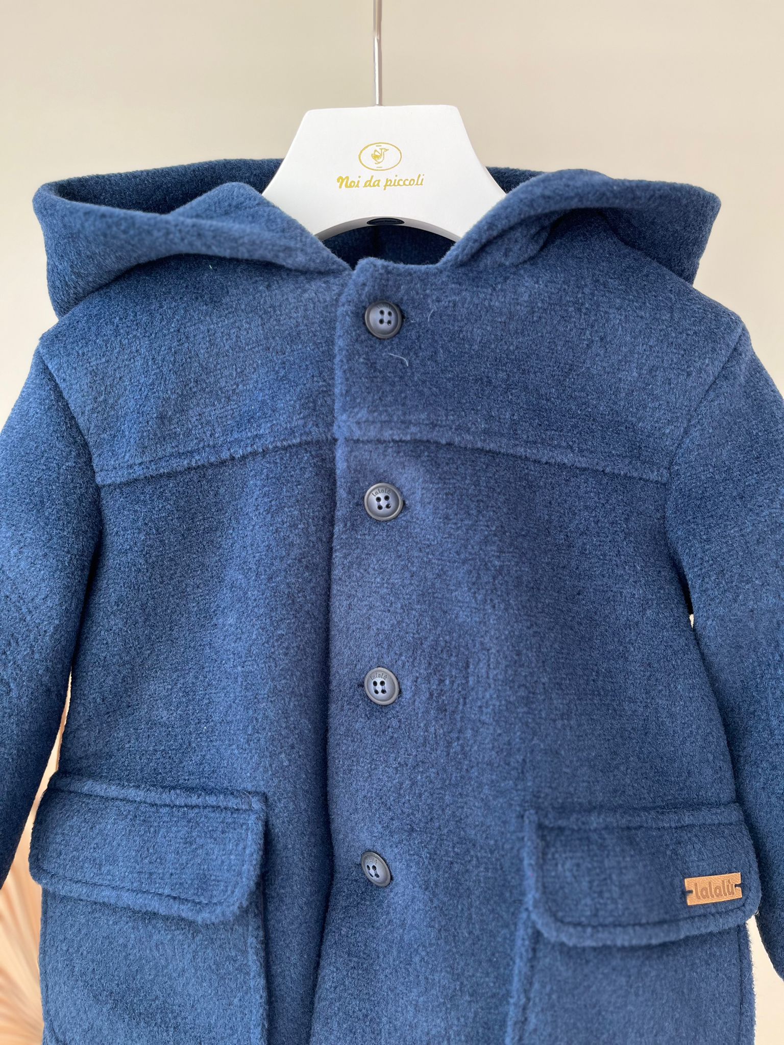 CAPPOTTINO CON CAPPUCCIO IN PANNO BLU - Noi da piccoli