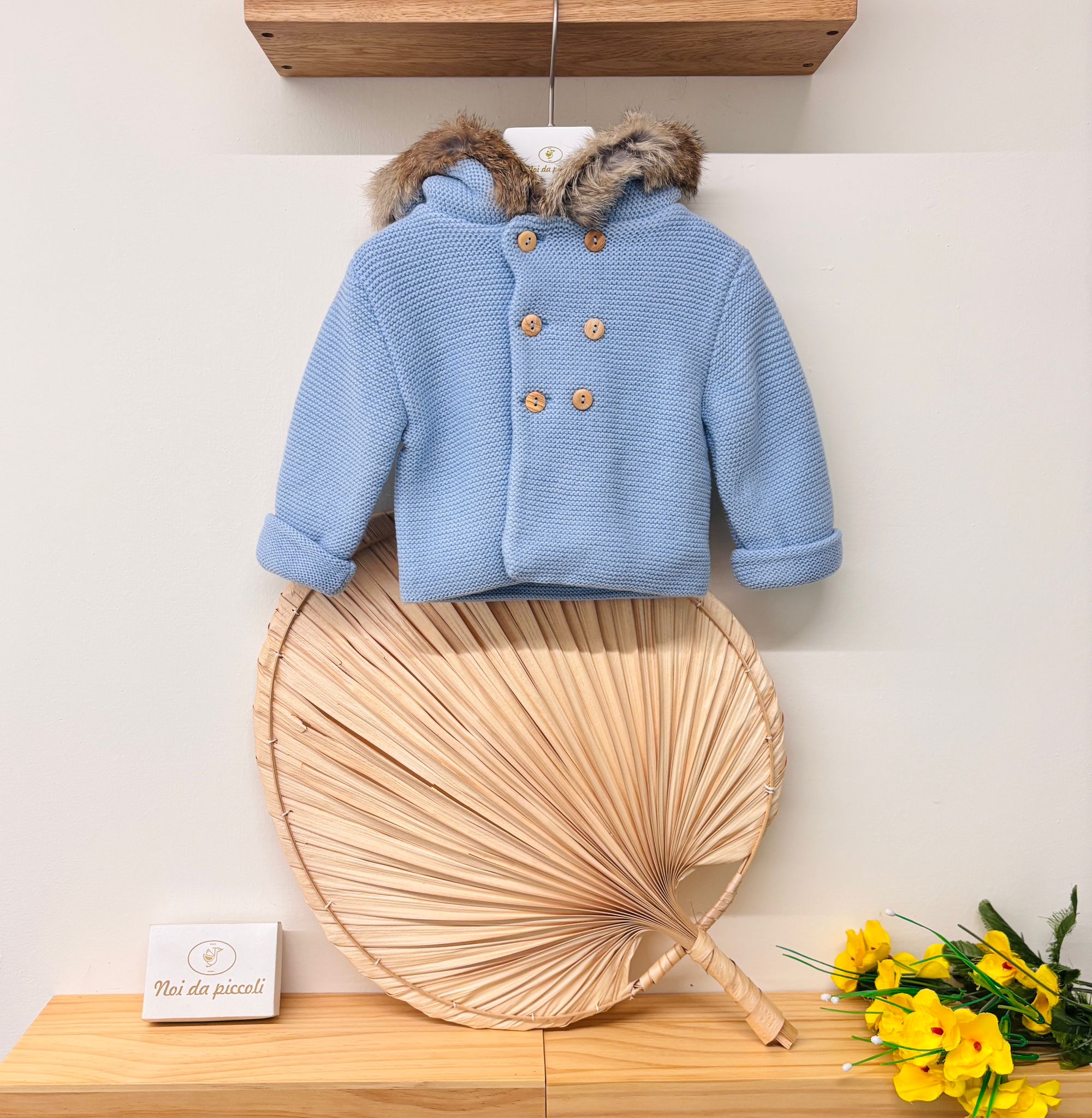 CAPPOTTINO CON CAPPUCCIO PELLICCIA MAGLIA CALDA AZULADO - Noi da piccoli