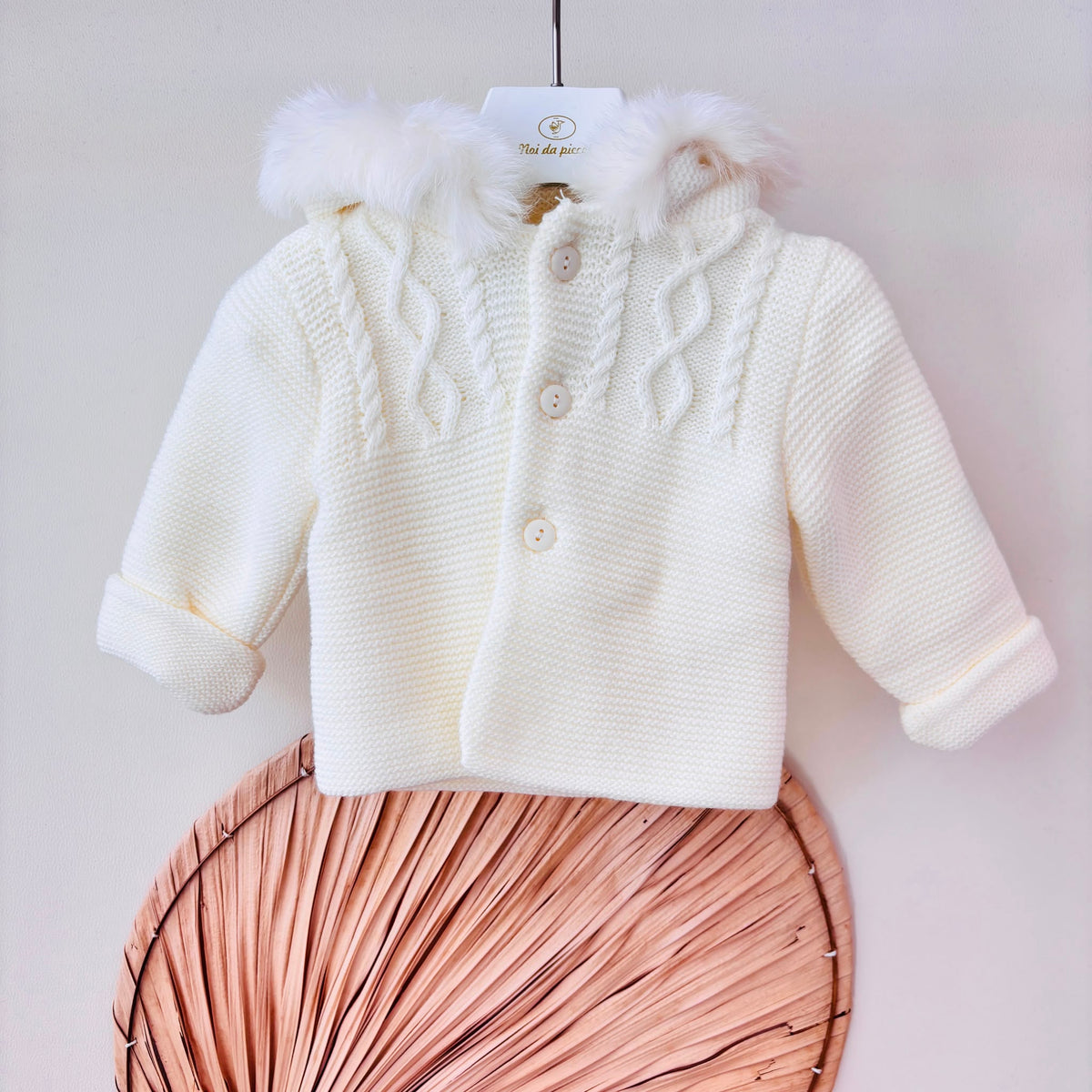 Cappottino con Cappuccio Pelliccia Maglia Calda Latte Sardon - Noi da piccoli
