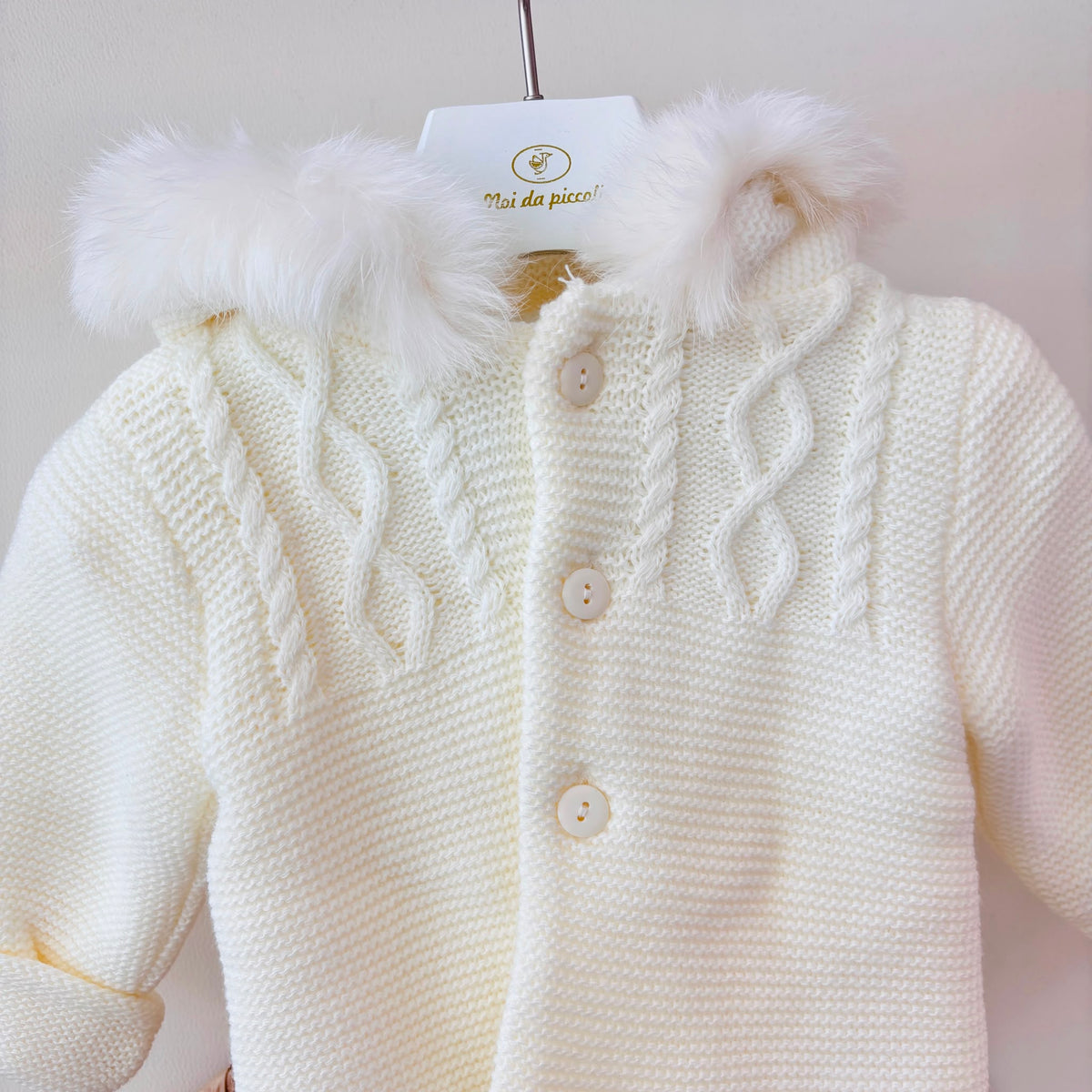 Cappottino con Cappuccio Pelliccia Maglia Calda Latte Sardon - Noi da piccoli