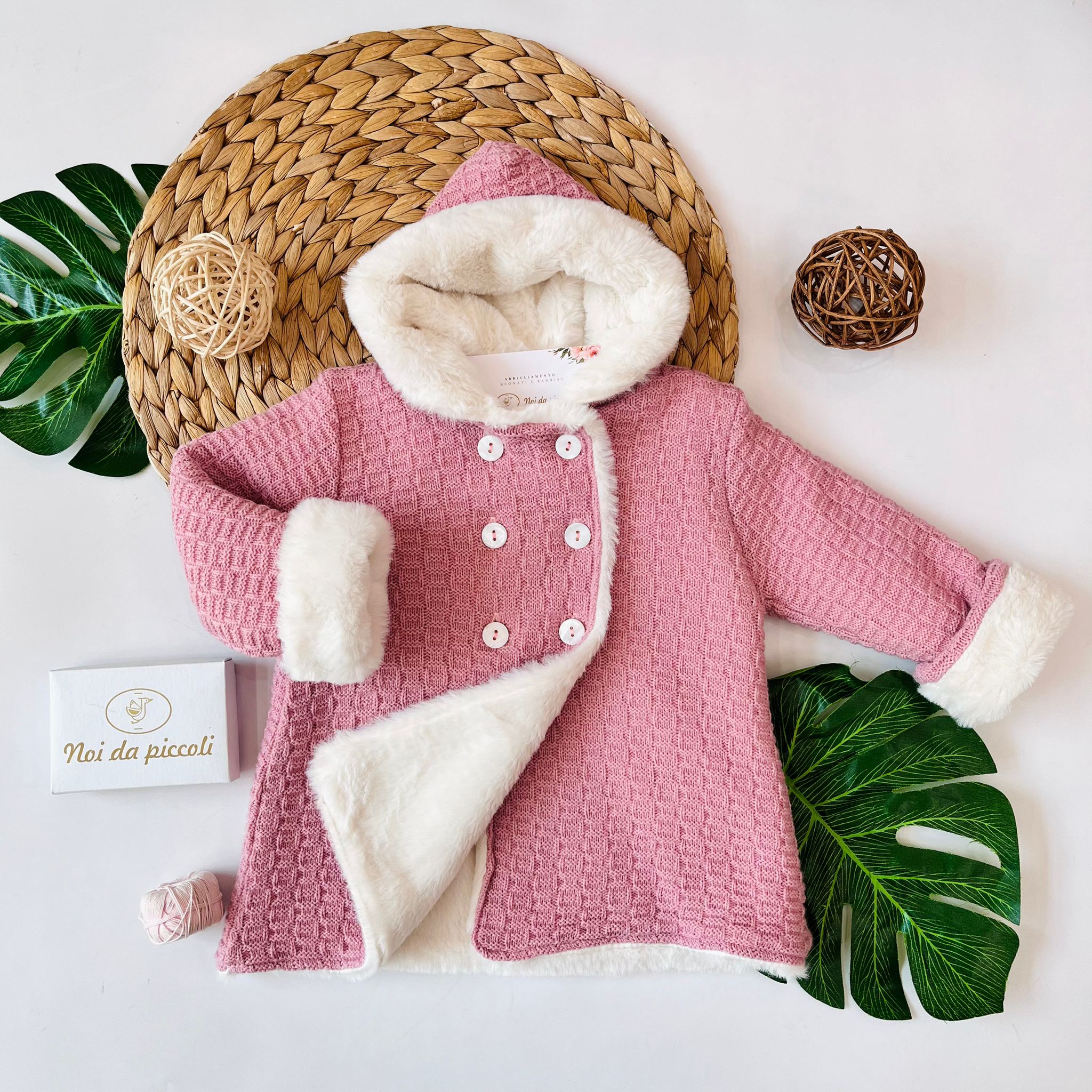 CAPPOTTINO CON PELLICCETTA INTERNA ROSA DAISY - Noi da piccoli