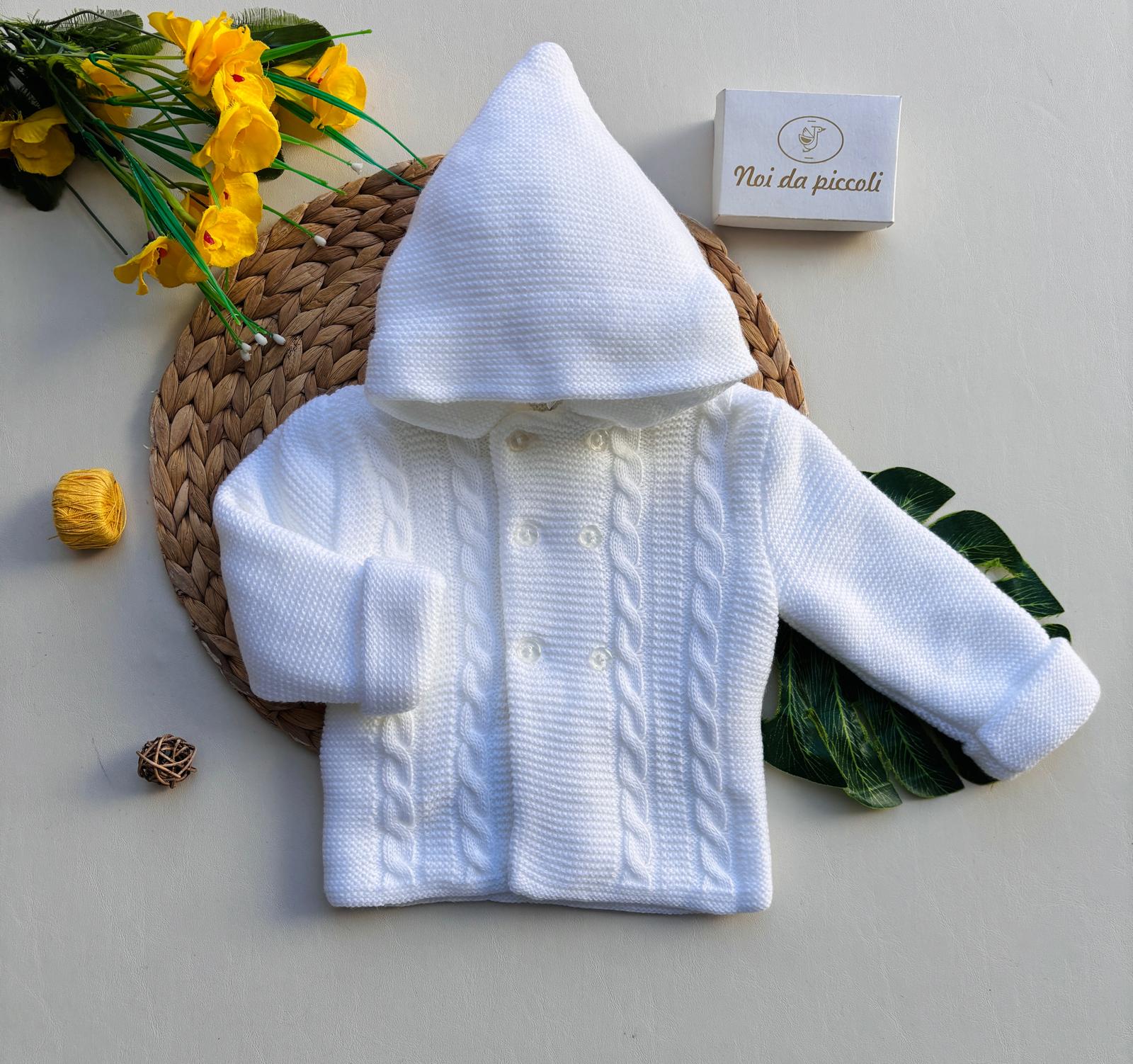 CAPPOTTINO CON TRECCE MAGLIA CALDA LATTE - Noi da piccoli