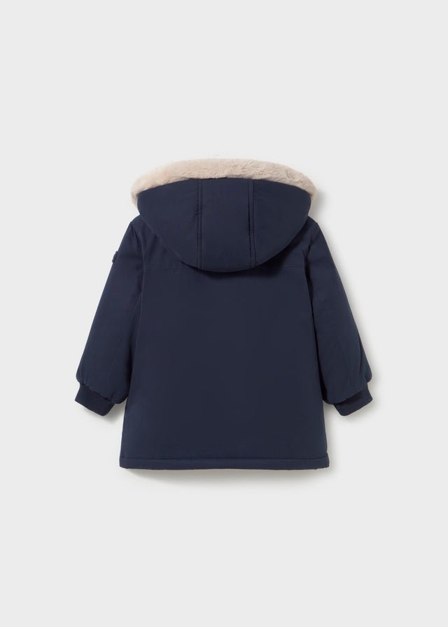 CAPPOTTO BLU CON CAPPUCCIO IN PELLICCIA - Noi da piccoli
