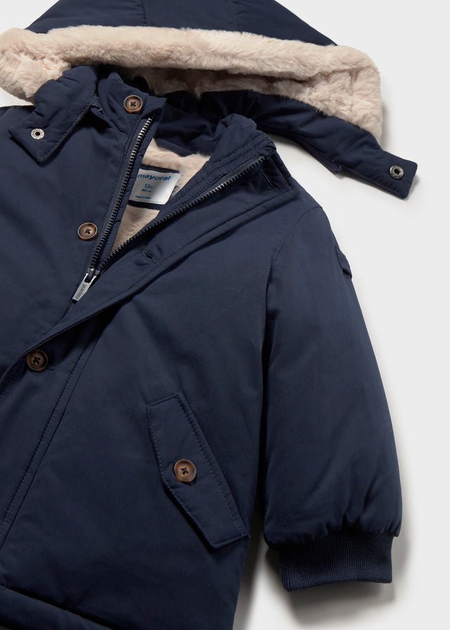 CAPPOTTO BLU CON CAPPUCCIO IN PELLICCIA - Noi da piccoli