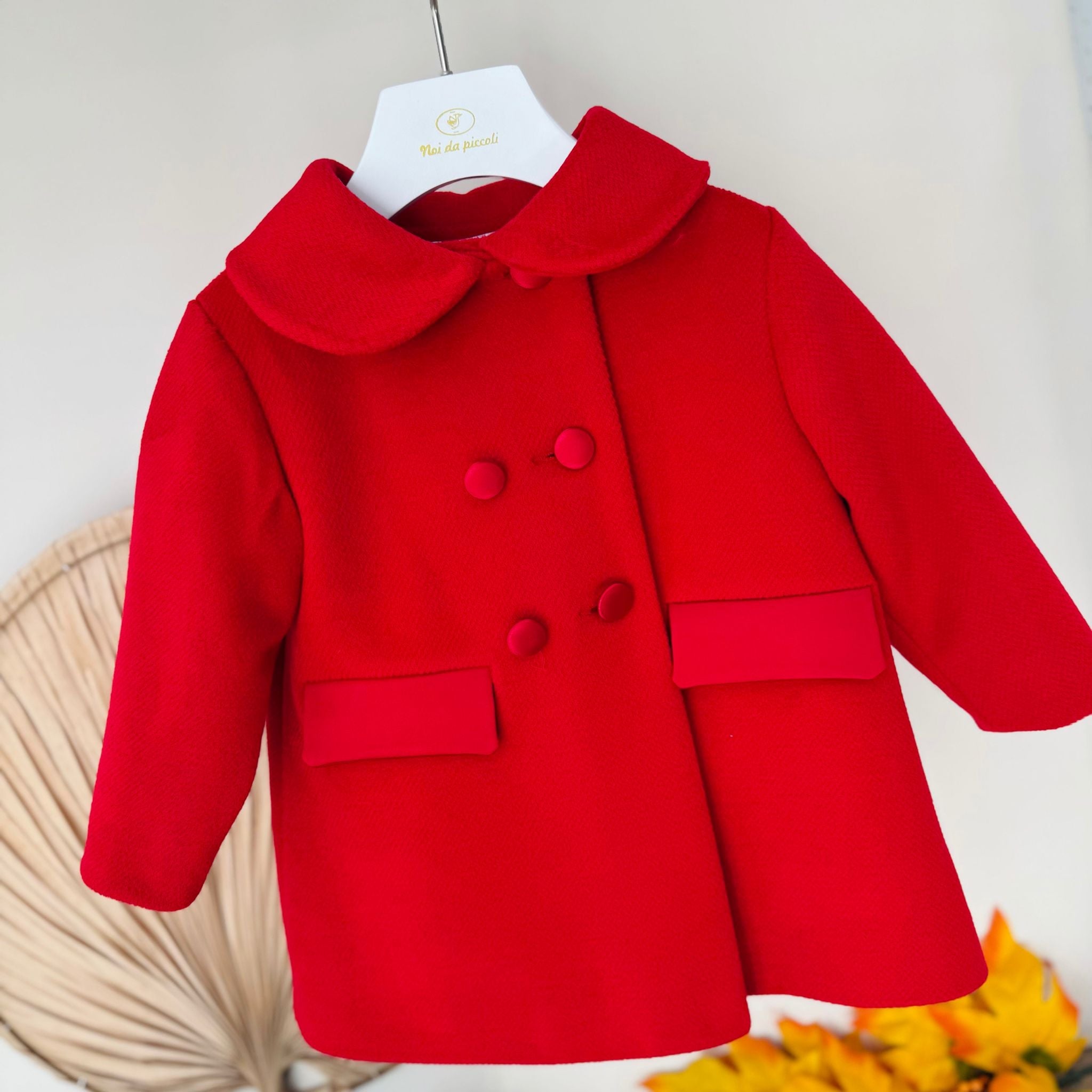 CAPPOTTO IN PANNO CO CAPPUCCIO IN PELLICCIA ROSSO - Noi da piccoli