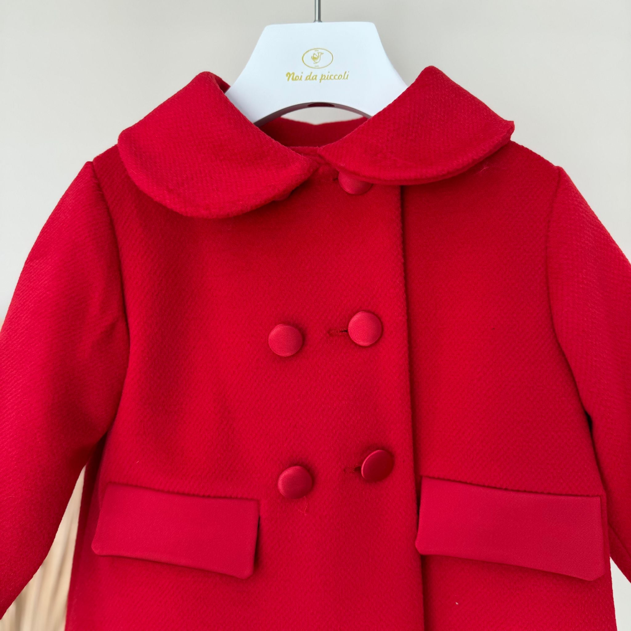 CAPPOTTO IN PANNO CO CAPPUCCIO IN PELLICCIA ROSSO - Noi da piccoli