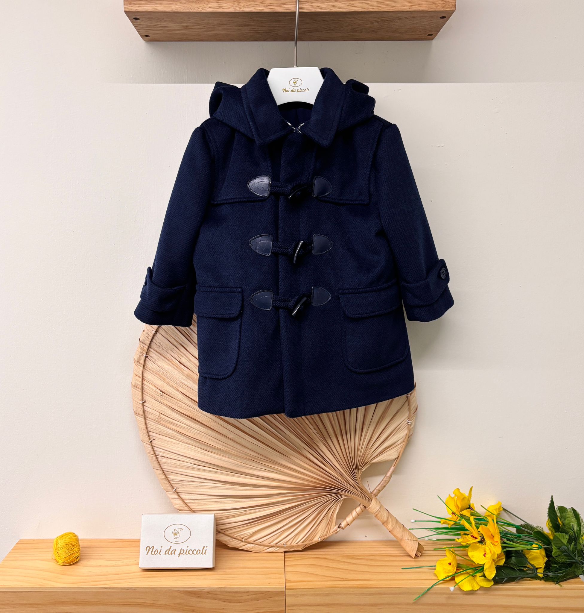 CAPPOTTO IN PANNO CON CAPPUCCIO BLU NOTTE - Noi da piccoli