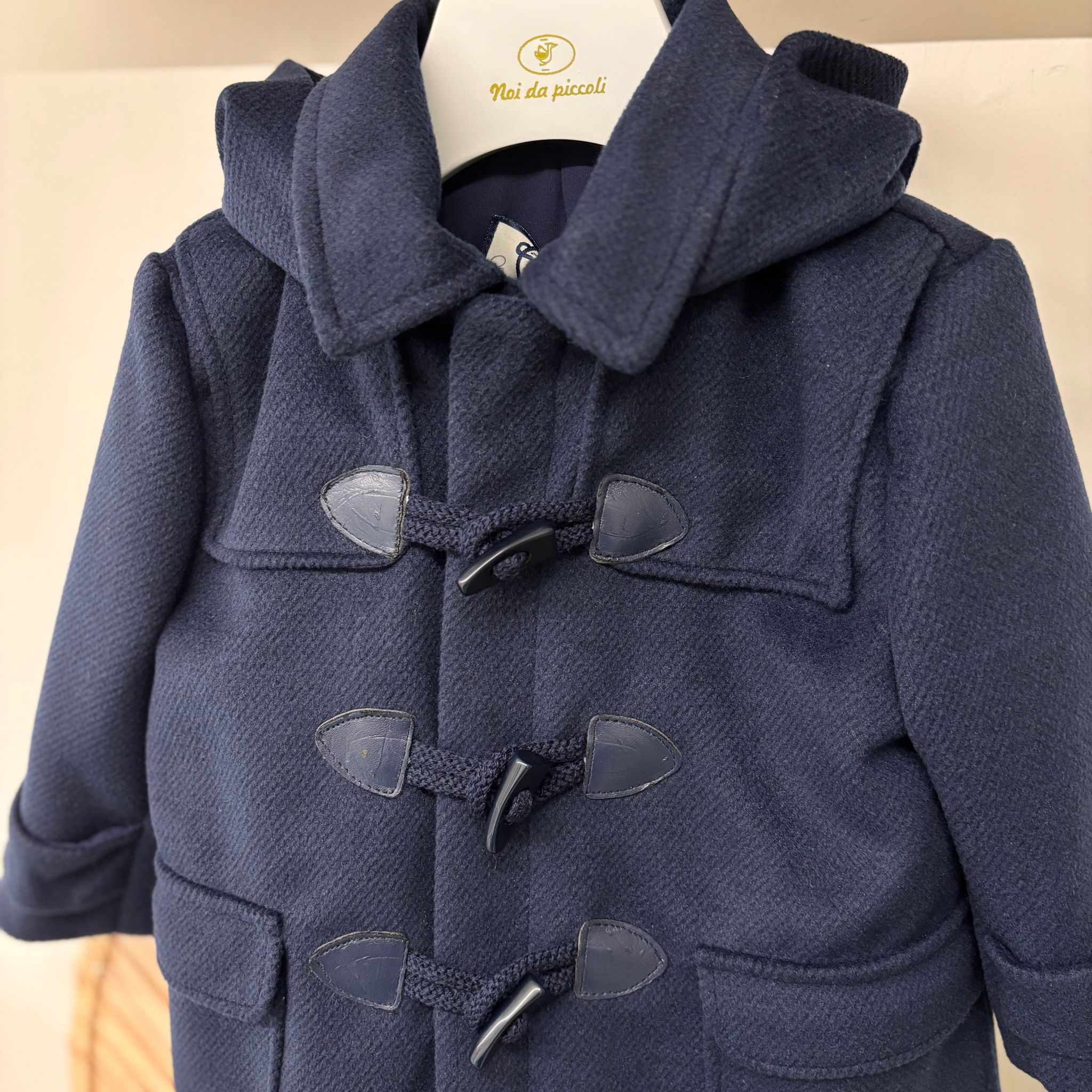 CAPPOTTO IN PANNO CON CAPPUCCIO BLU NOTTE - Noi da piccoli