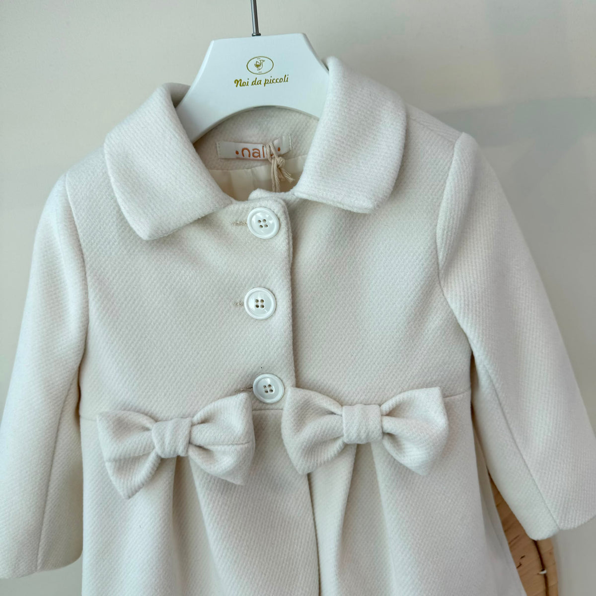 Cappotto in Panno con Fiocchetti Panna Nalù - Noi da piccoli