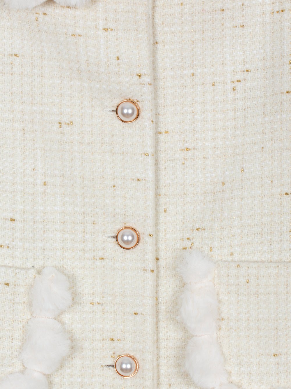 CAPPOTTO IN TWEED CON COLLETTO SMERLATO ECRU - Noi da piccoli