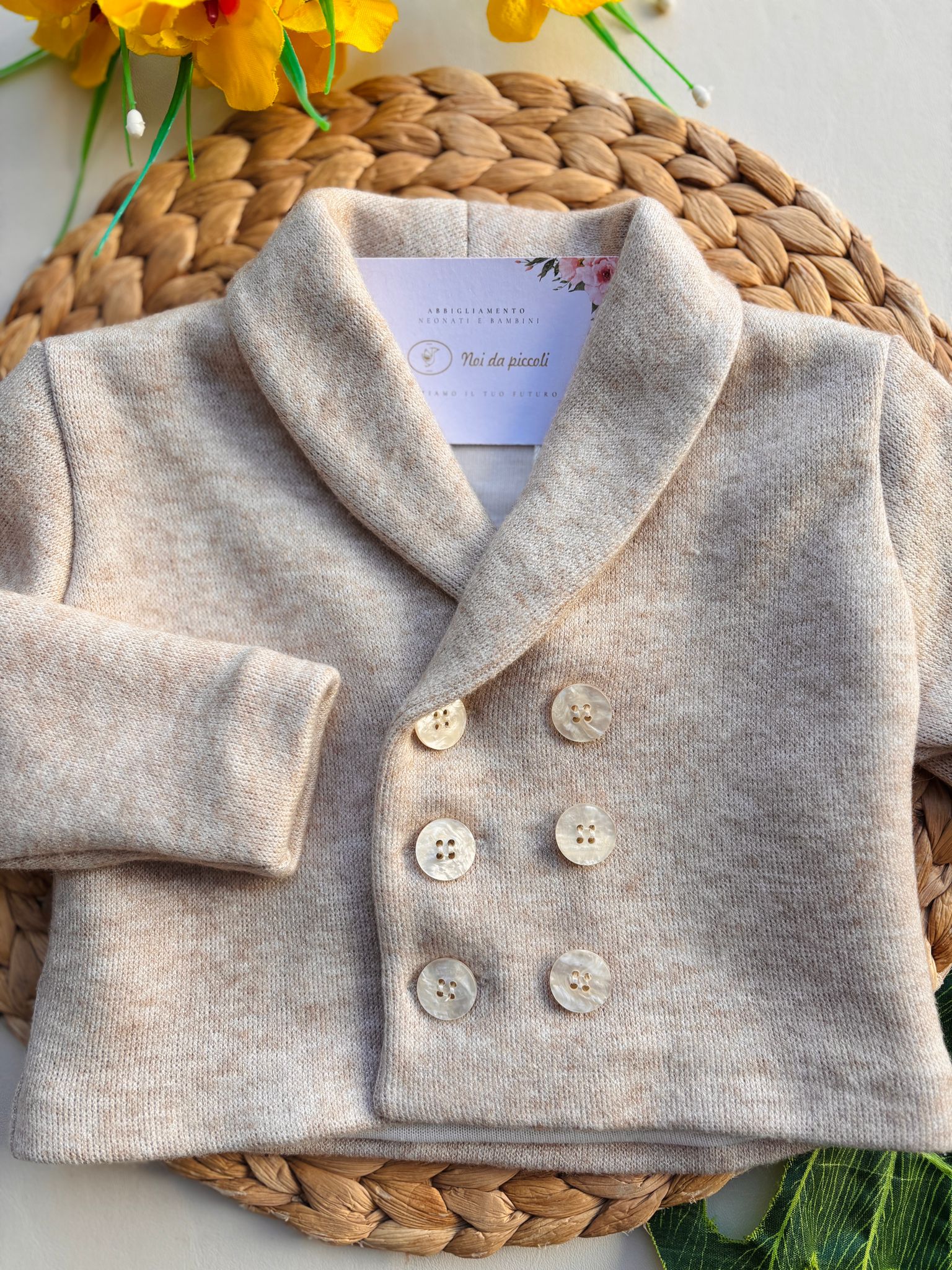 CARDIGAN A DOPPIO PETTO BEIGE - Noi da piccoli