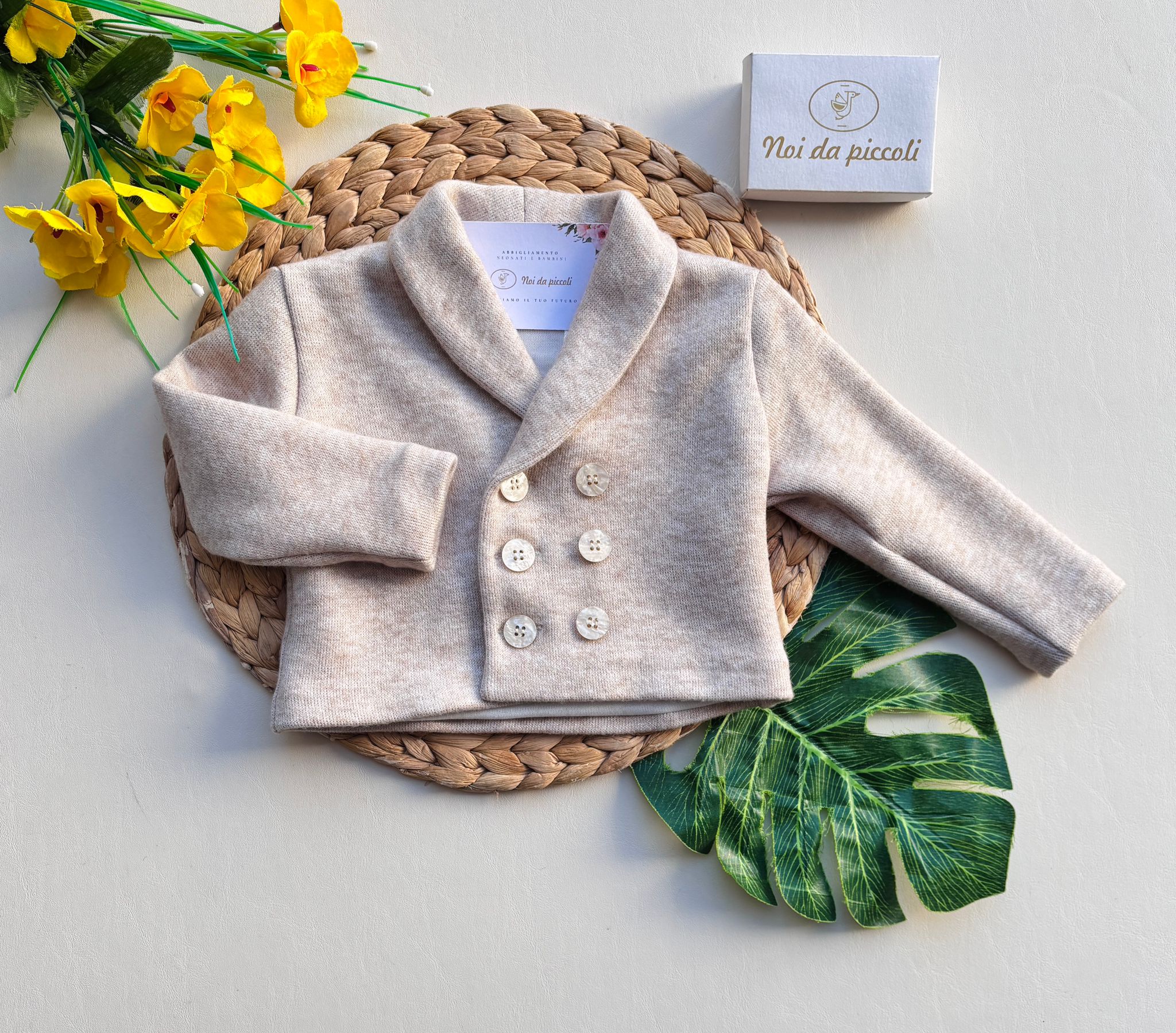 CARDIGAN A DOPPIO PETTO BEIGE - Noi da piccoli