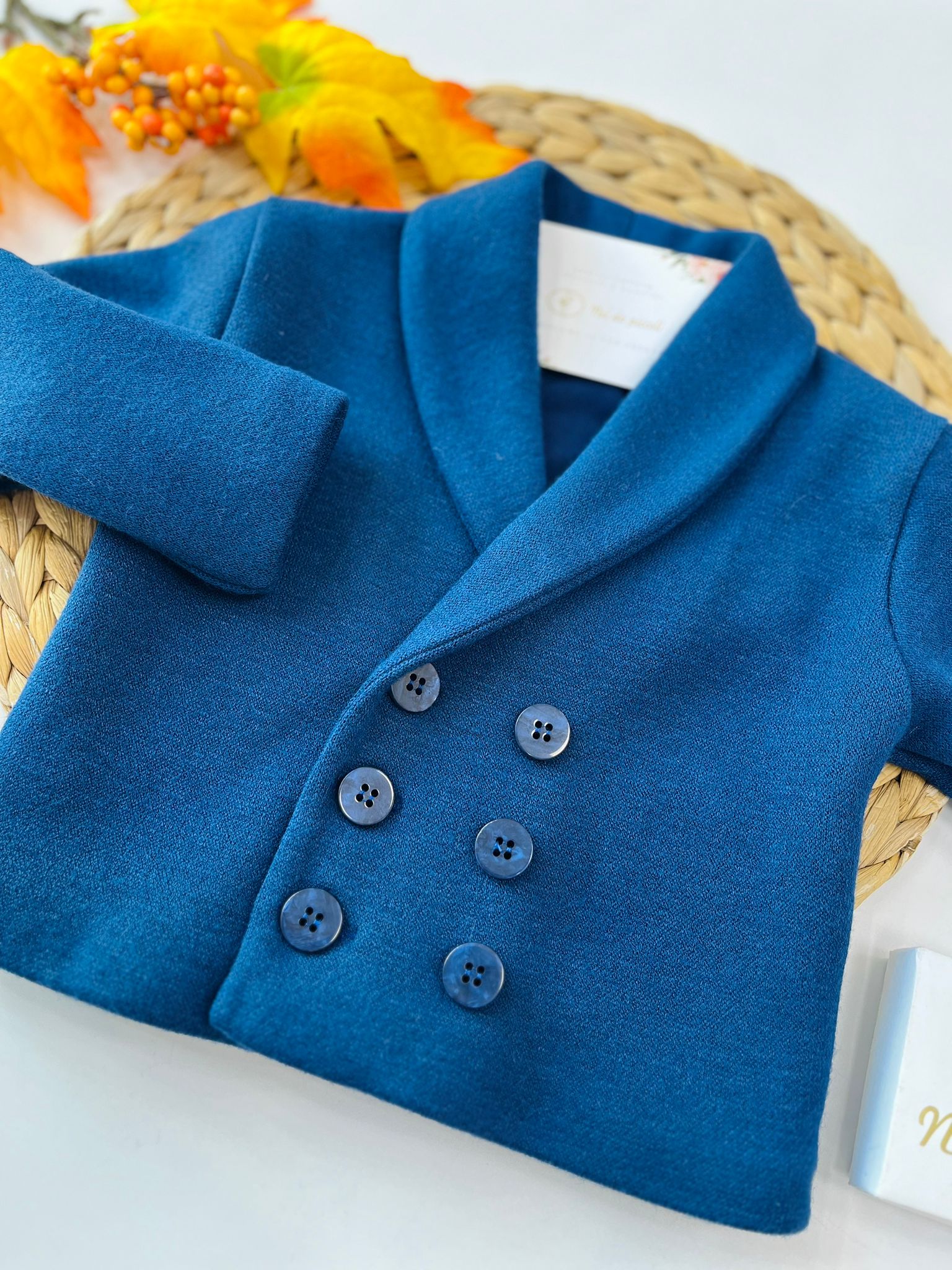 CARDIGAN A DOPPIO PETTO IN FILATO CALDO BLU - Noi da piccoli