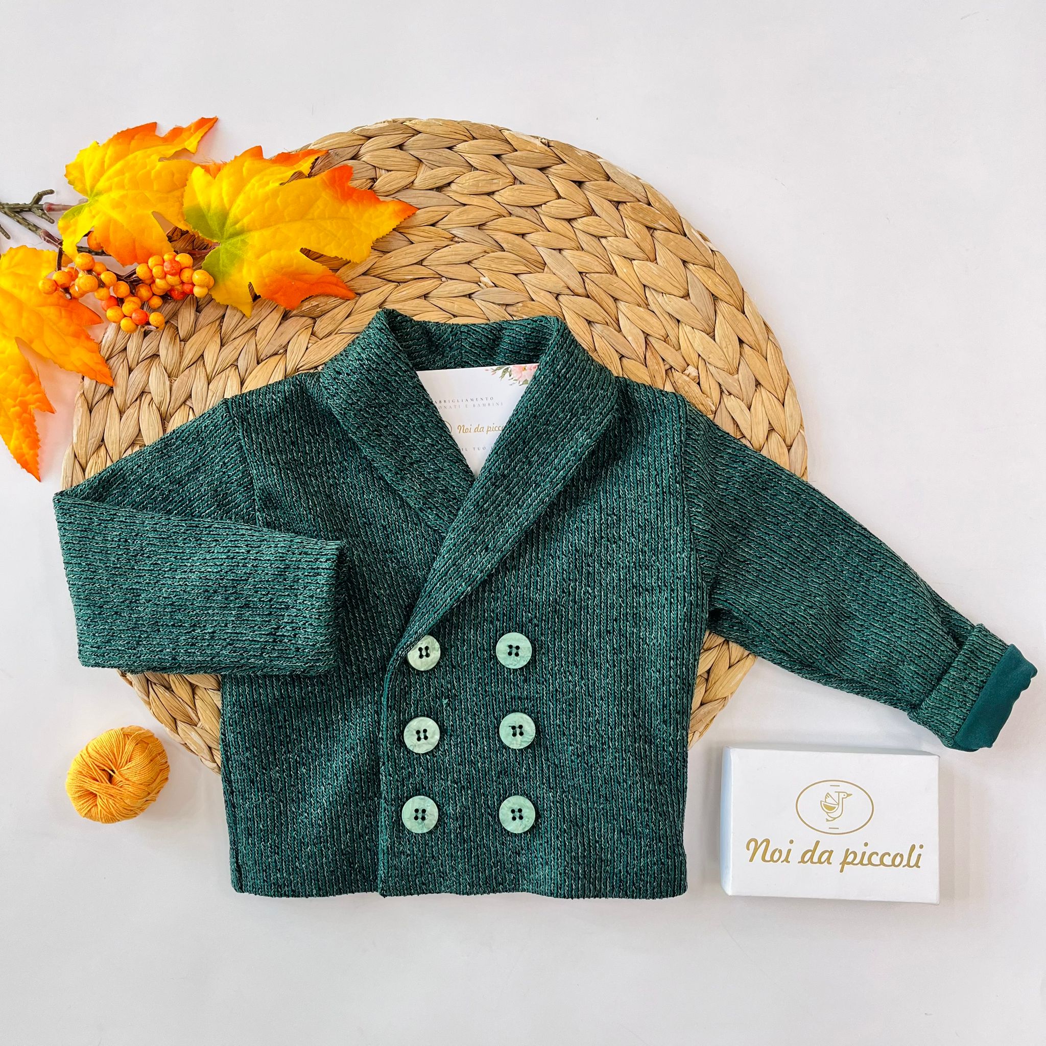 CARDIGAN A DOPPIO PETTO IN FILATO CALDO VERDE - Noi da piccoli