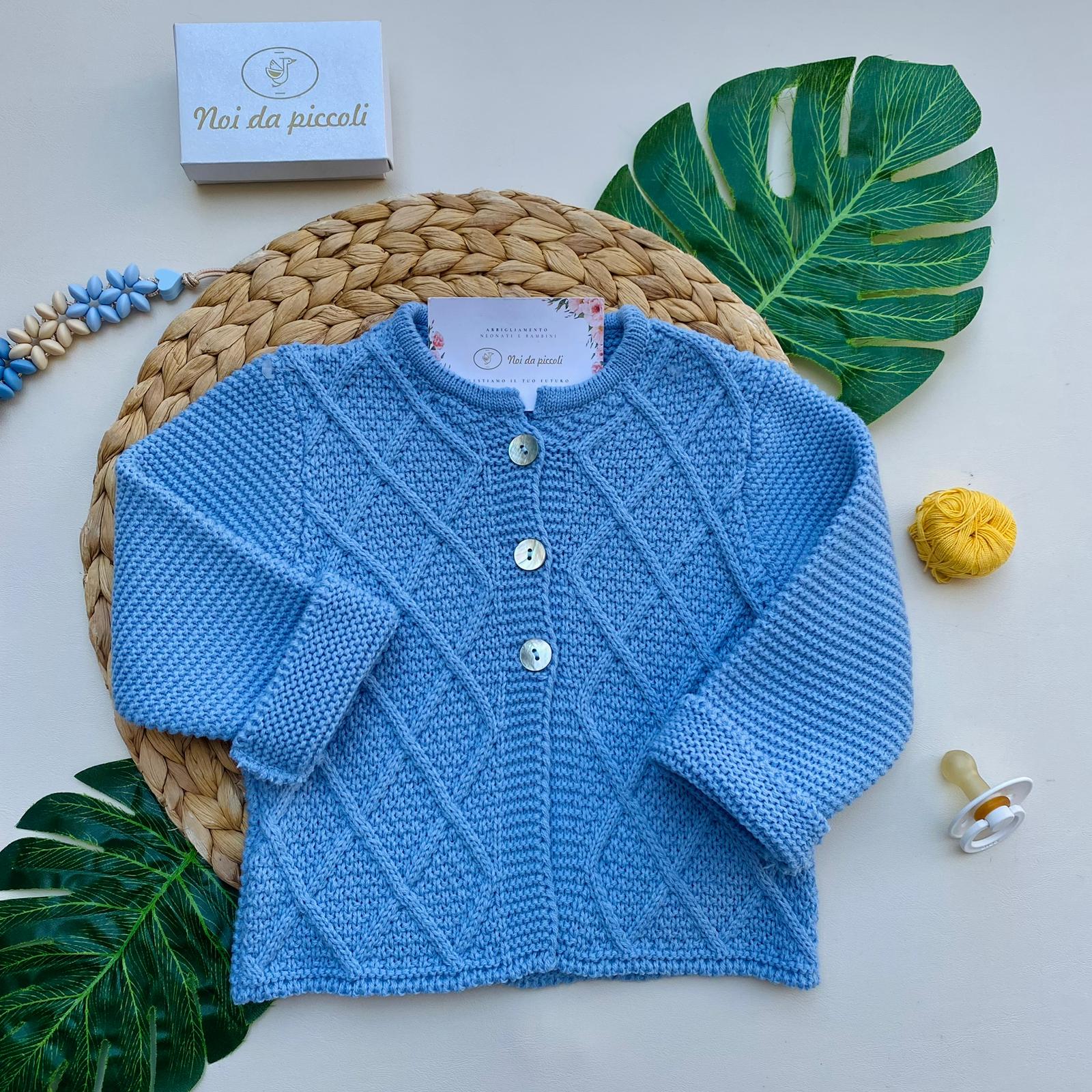 CARDIGAN CN BOTTONCINI IN MADREPERLA 100% ACRILICO AZUL - Noi da piccoli