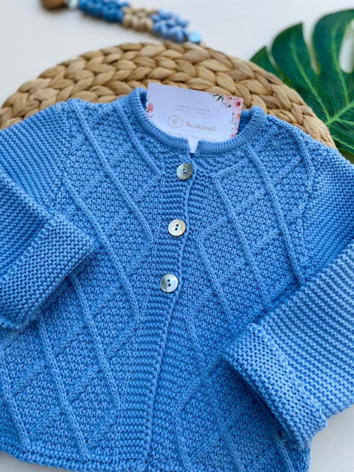 CARDIGAN CN BOTTONCINI IN MADREPERLA 100% ACRILICO AZUL - Noi da piccoli
