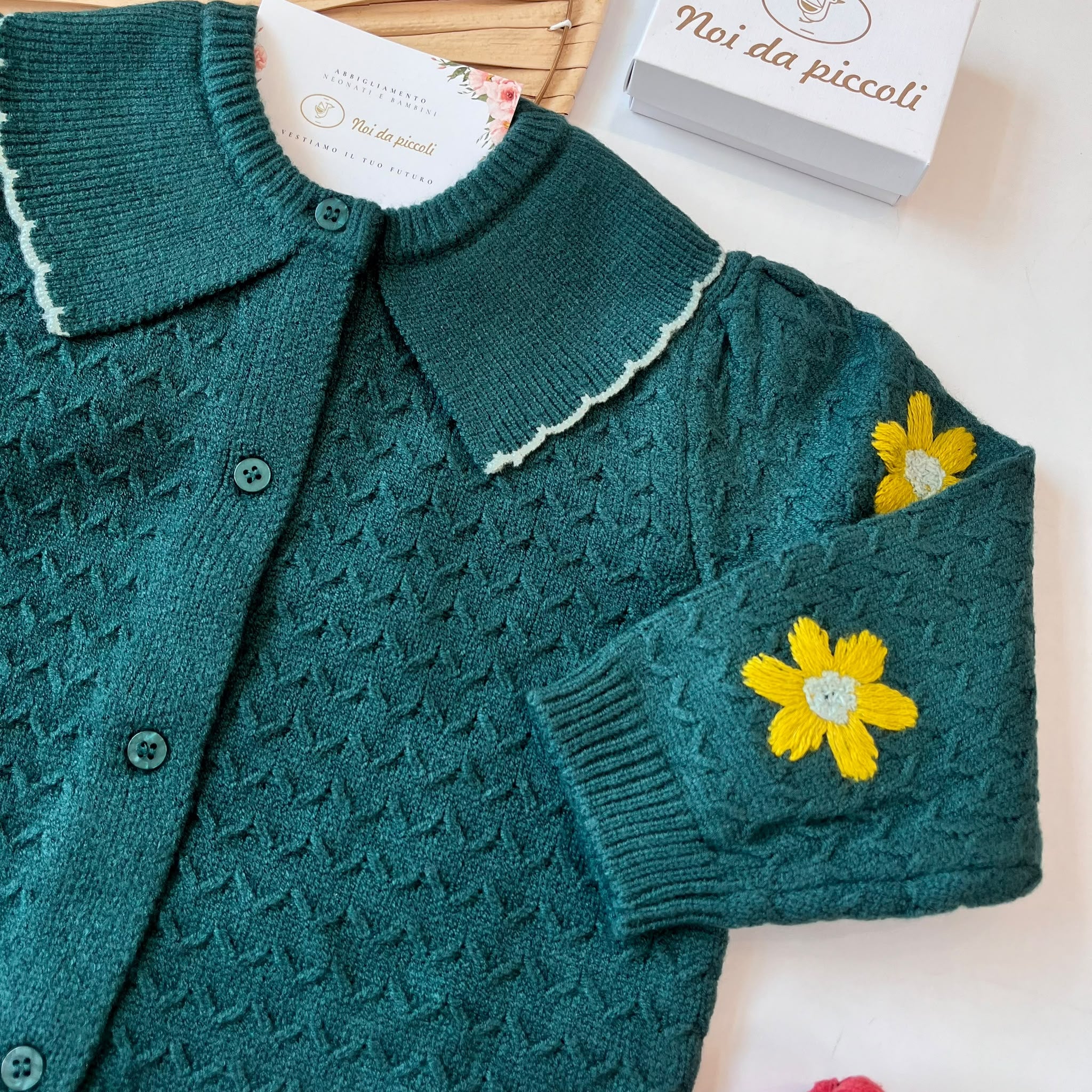 Cardigan COTONE CALDO VERDE - Noi da piccoli