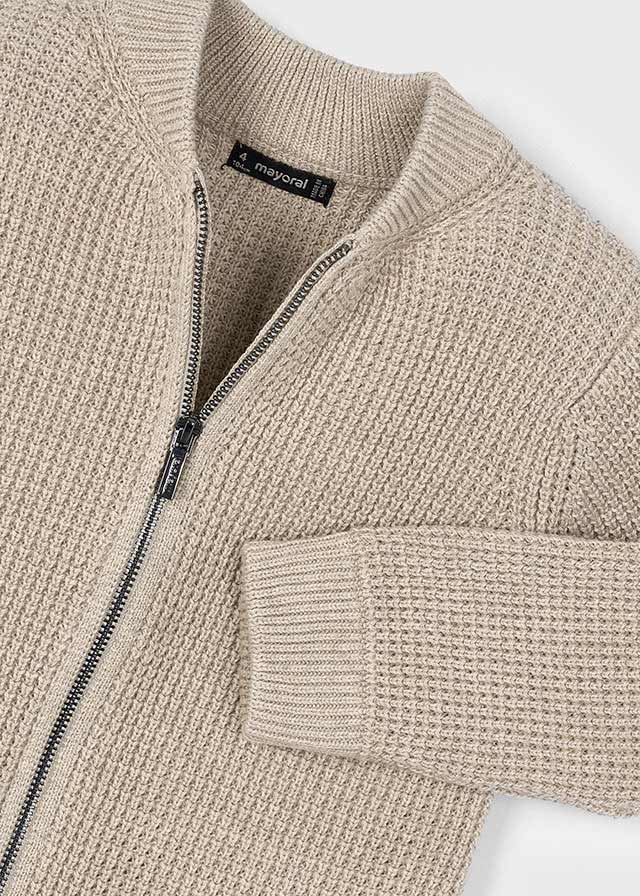 CARDIGAN IN CALDO COTONE CON ZIP BEIGE - Noi da piccoli