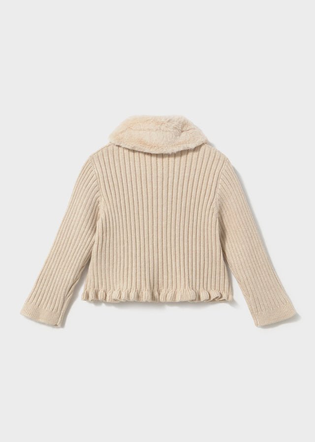 Cardigan in Filato Caldo Beige con Graziosi Fiocchetti Mayoral - dettaglio 2