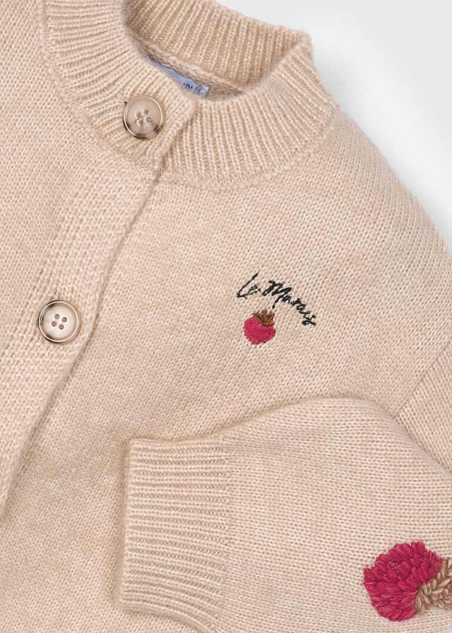 CARDIGAN IN TRICOT CON BOTTONCINI BEIGE - Noi da piccoli