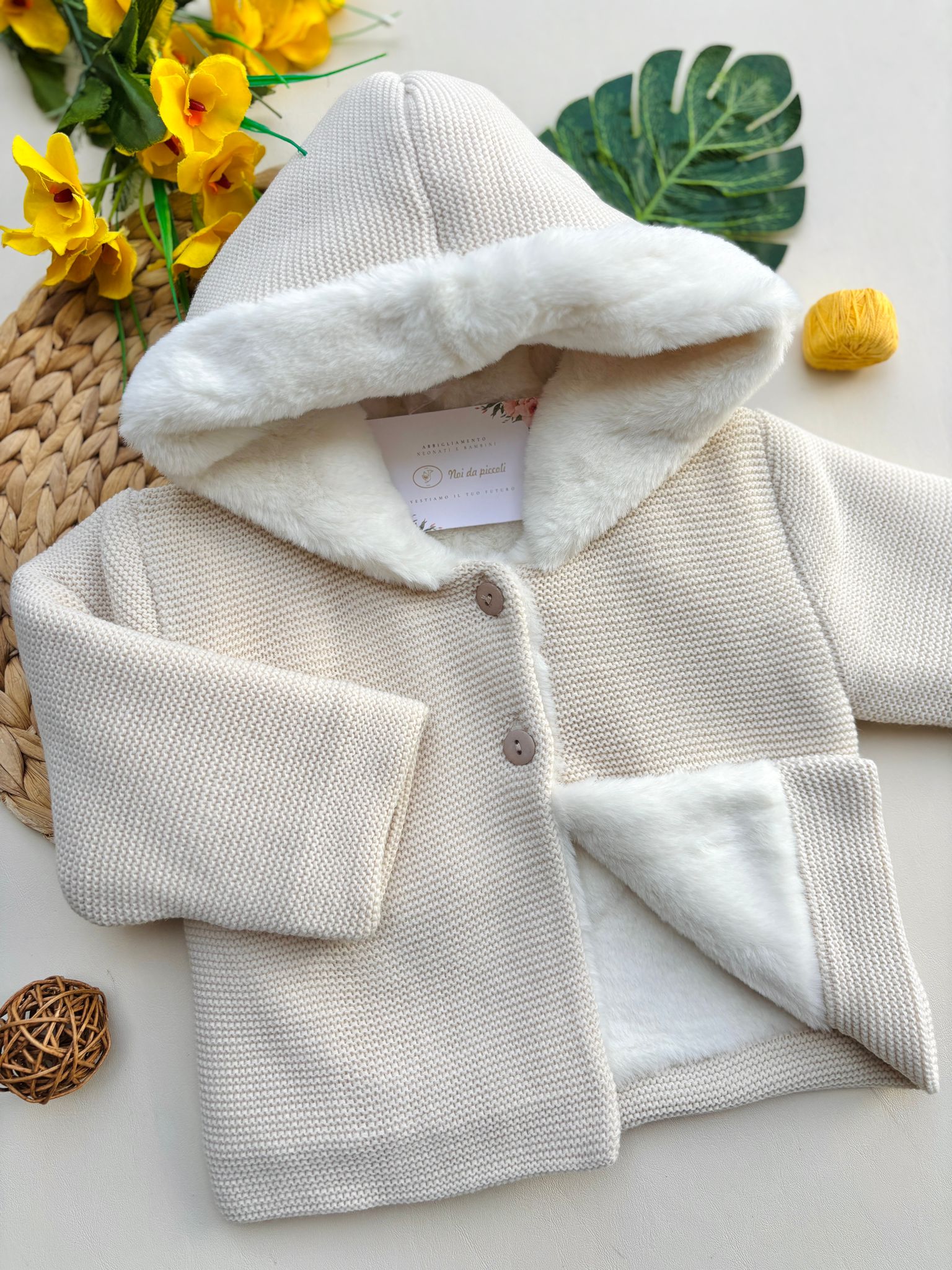 CARDIGAN INTERNAMENTE PELLICCIOSO CON CAPPUCCIO ARENA - Noi da piccoli