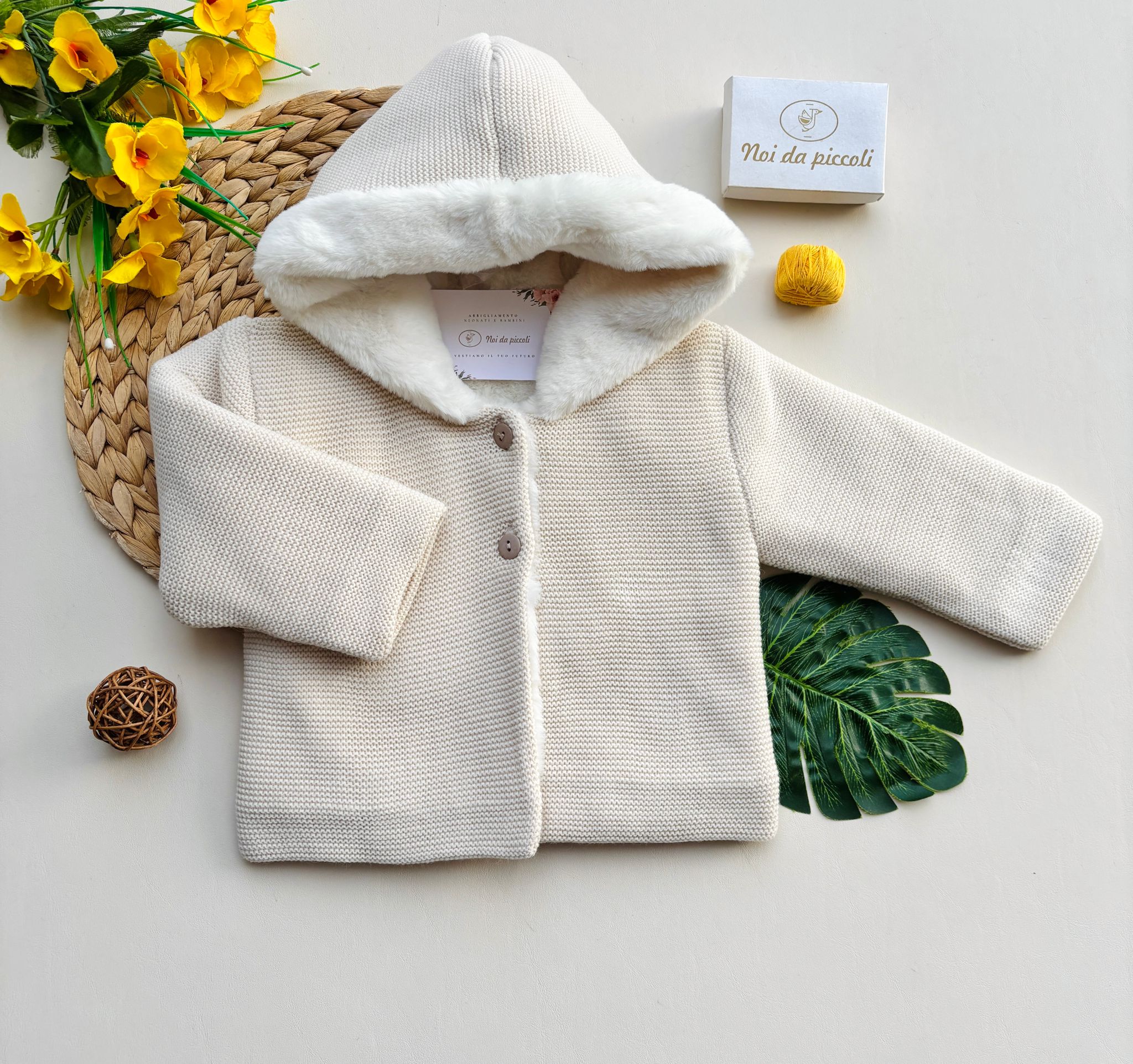 CARDIGAN INTERNAMENTE PELLICCIOSO CON CAPPUCCIO ARENA - Noi da piccoli