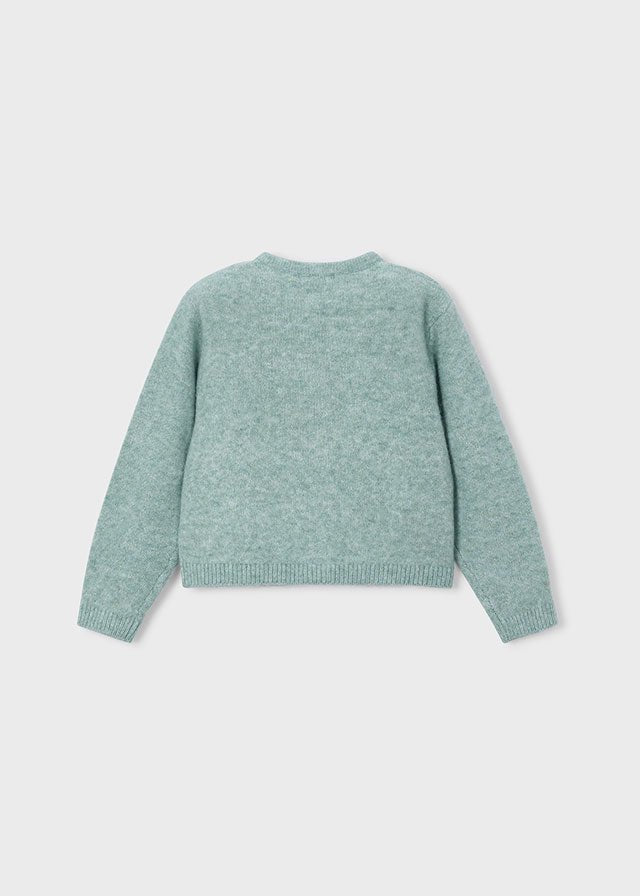 CARDIGAN VERDE SALVIA CON CHIUSURA A FIOCCHETTI IN FILATO CALDO - Noi da piccoli