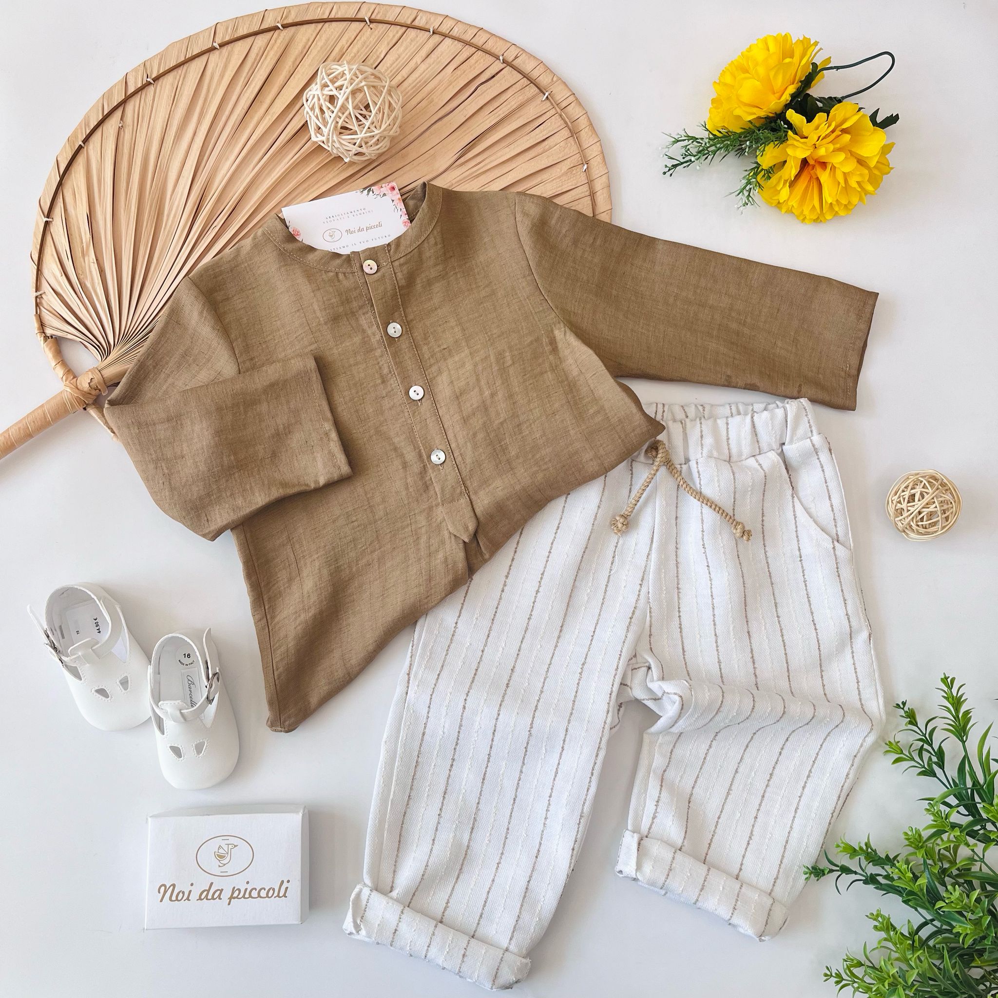 CASACCHINA CAFFE E PANTALONE A RIGHE CAFFE - Noi da piccoli