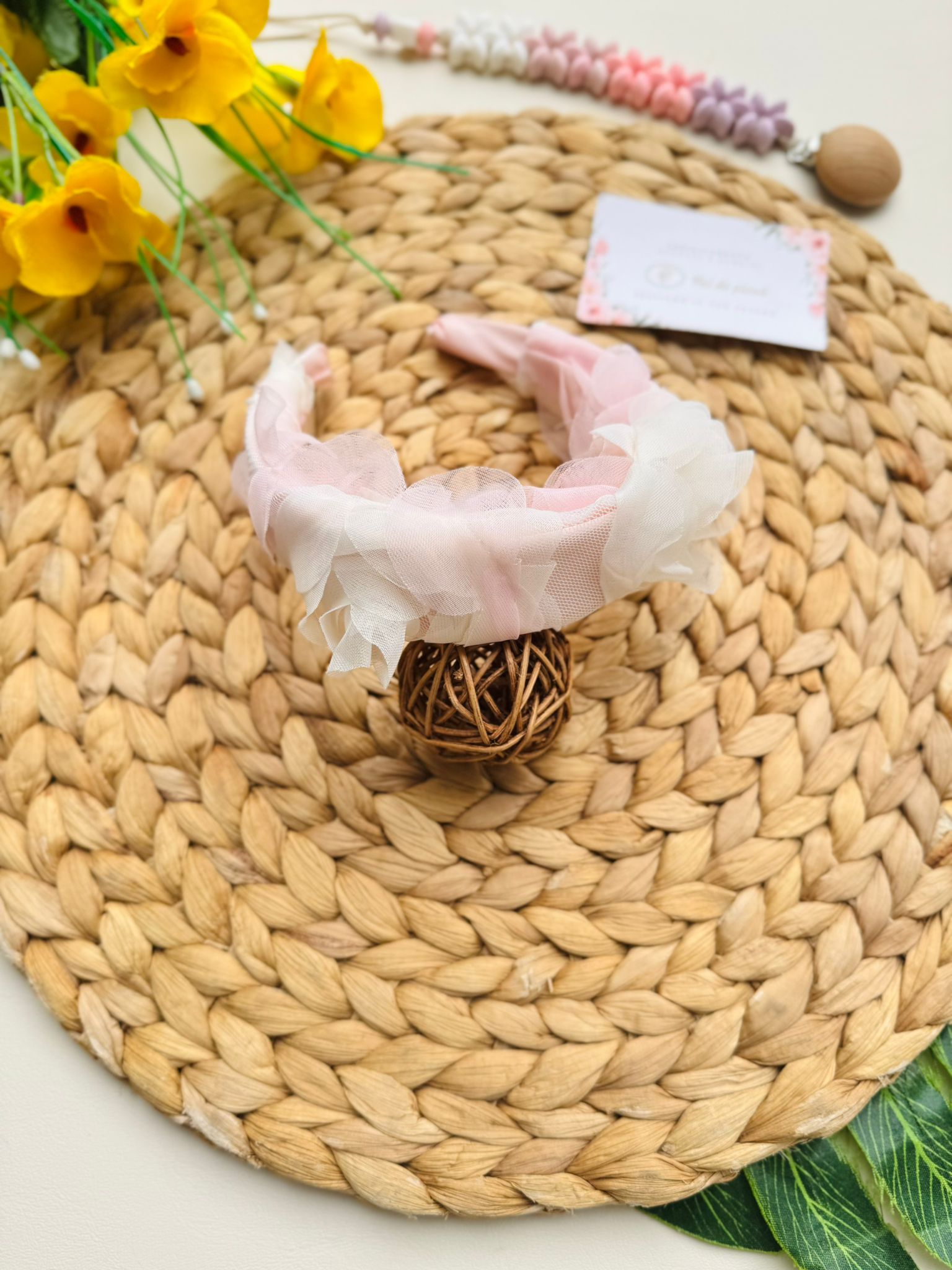 CERCHIETTO CON FIORELLINI ROSA - Noi da piccoli