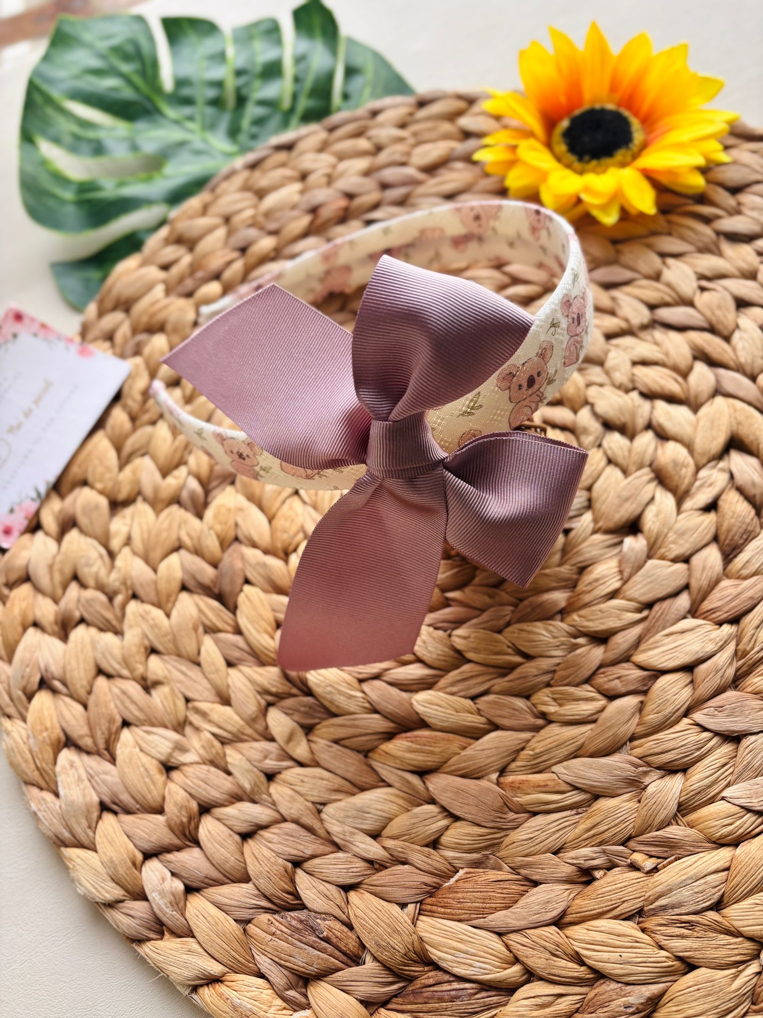 CERCHIETTO CON KOALA E FIOCCHETTO ROSA - Noi da piccoli