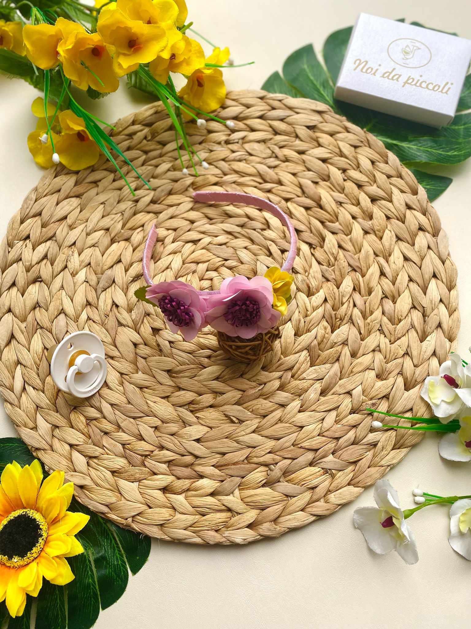 CERCHIETTO MALVA CON FIORELLINI - Noi da piccoli