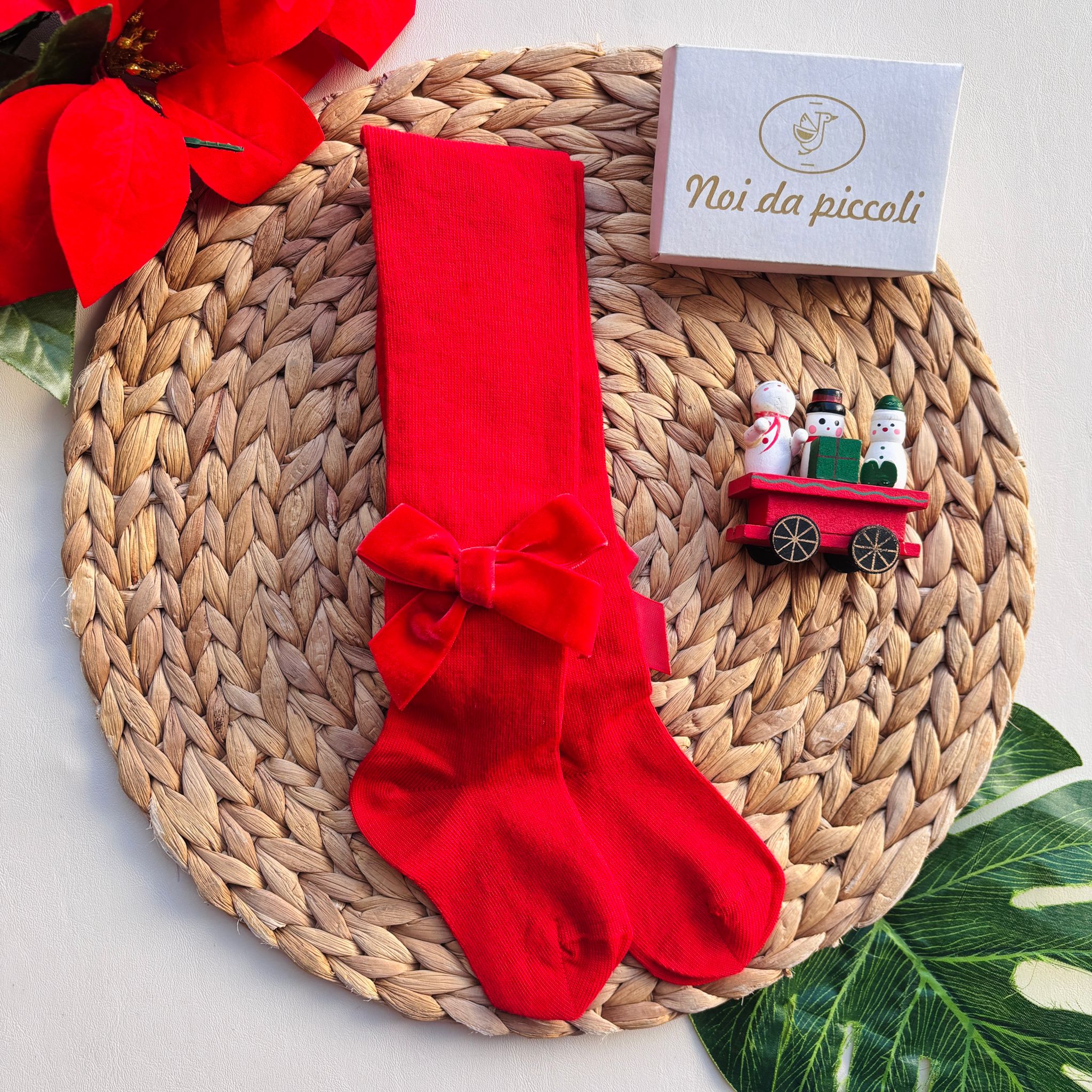 COLLANT LISCIO FIOCCO VELLUTO COTONE CALDO ROSSO - Noi da piccoli