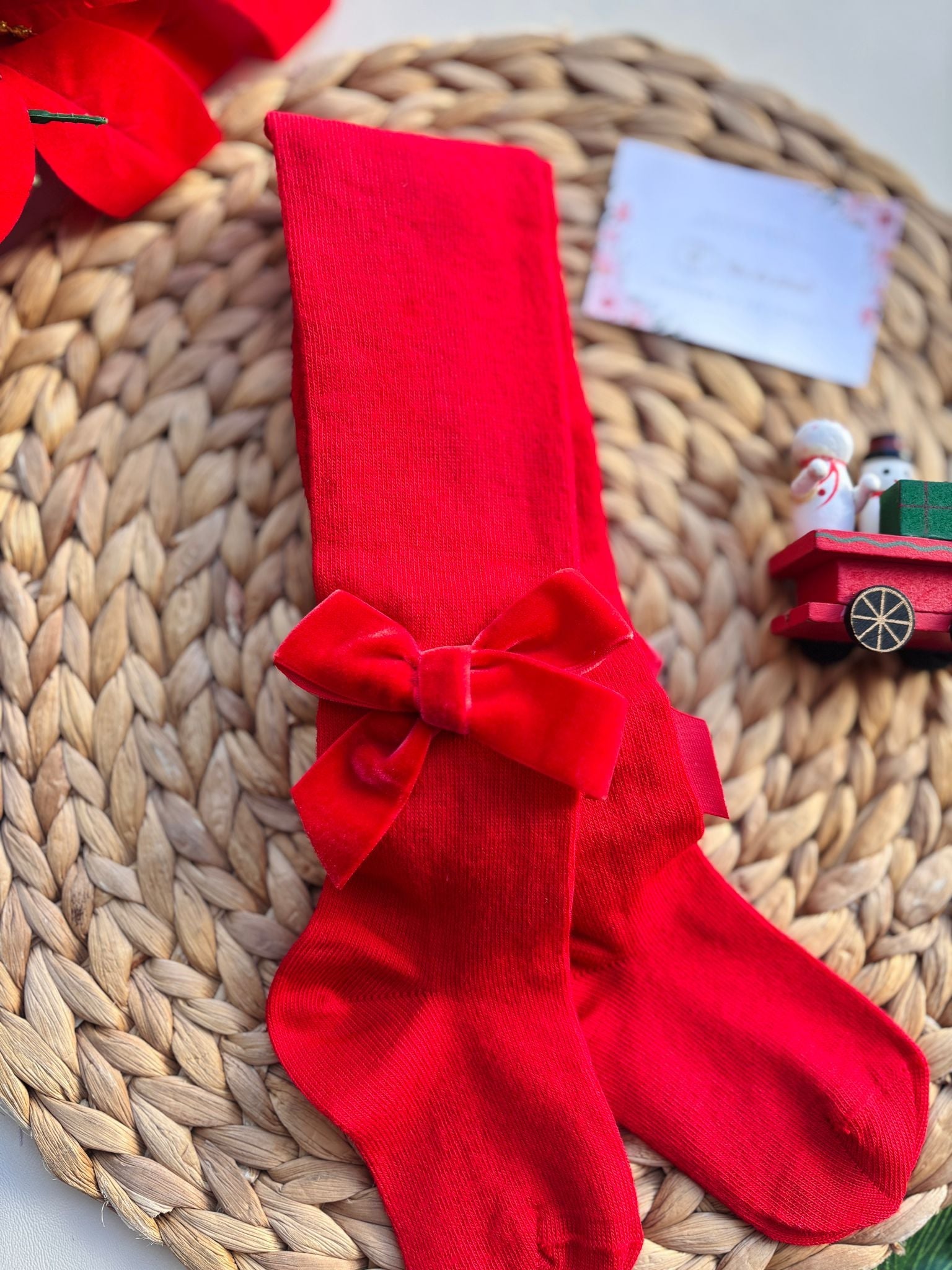 COLLANT LISCIO FIOCCO VELLUTO COTONE CALDO ROSSO - Noi da piccoli