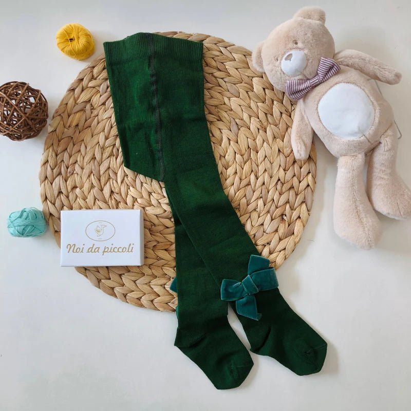 COLLANT LISCIO FIOCCO VELLUTO COTONE CALDO VERDE - Noi da piccoli