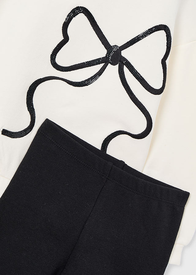 COMLETO 2 PZ IN CALDO COTONE CON FIOCCHETTO CREMA E NERO - Noi da piccoli