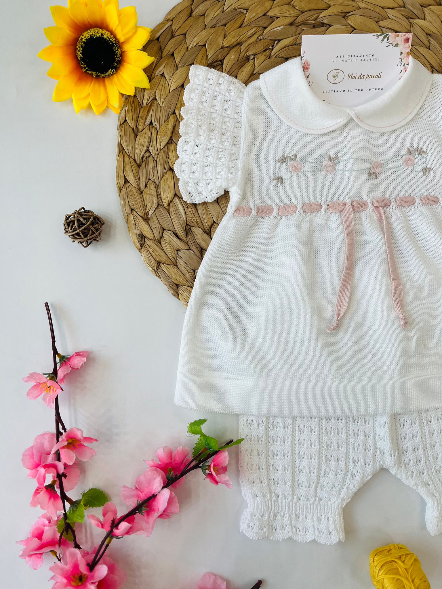 completo 2 pz 100 % COTONE Bianco - Noi da piccoli