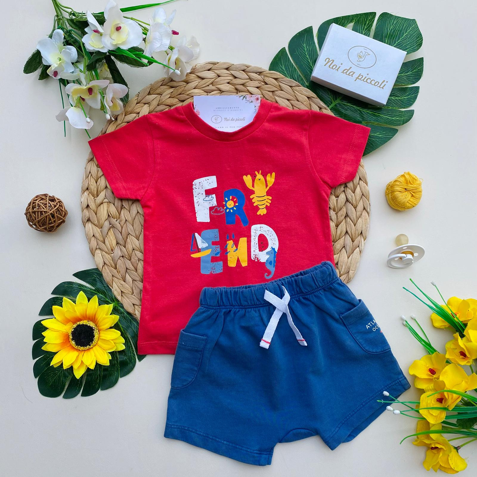 completo 2 pz 100 % COTONE ROSSO - Noi da piccoli