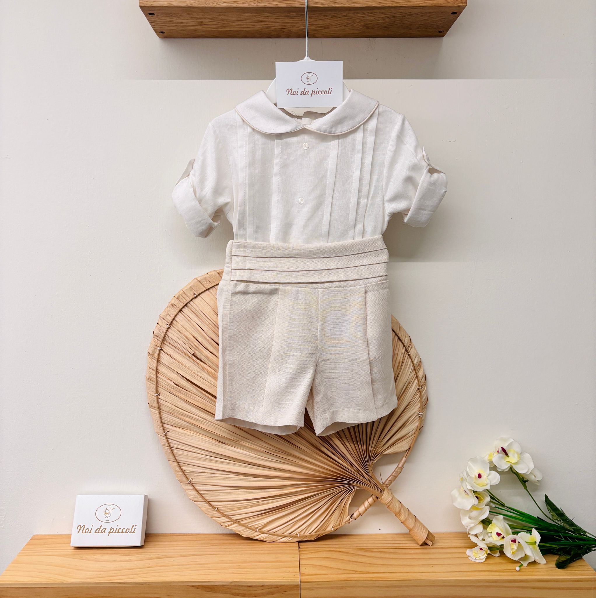 COMPLETO 2 PZ CERIMONIALE BIANCO BEIGE - Noi da piccoli