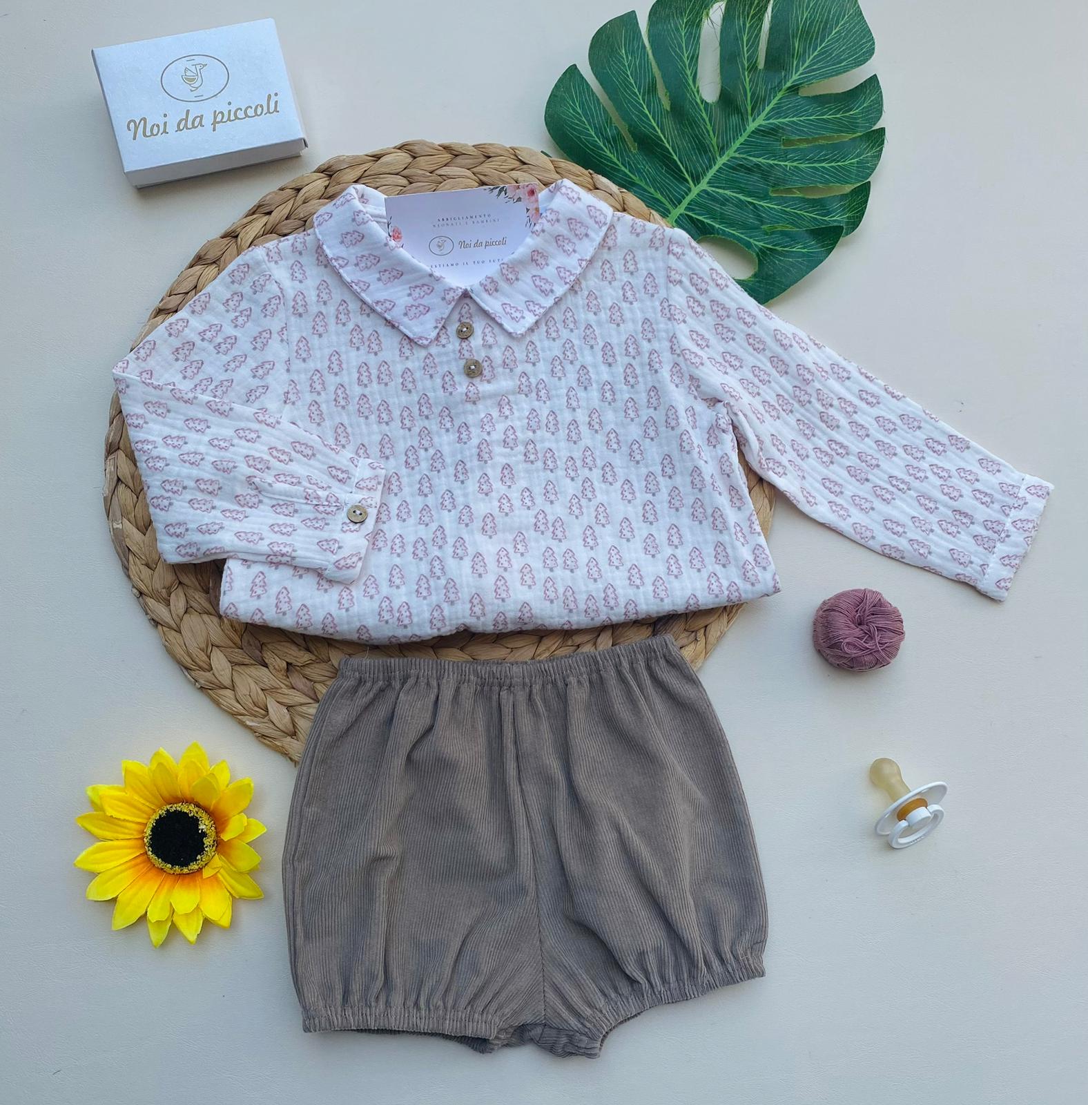 COMPLETO 2 PZ CON ALBERELLI FILATO CALDO ROSA MAQUILLAJE - Noi da piccoli