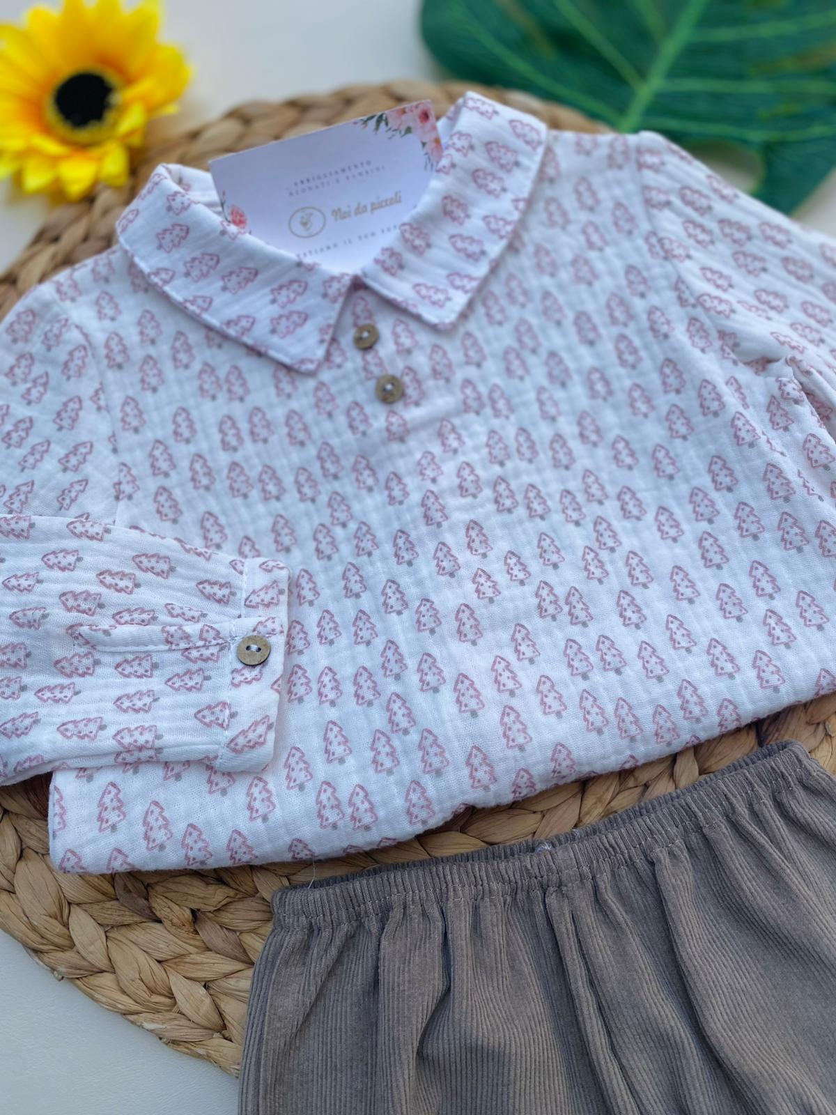 COMPLETO 2 PZ CON ALBERELLI FILATO CALDO ROSA MAQUILLAJE - Noi da piccoli