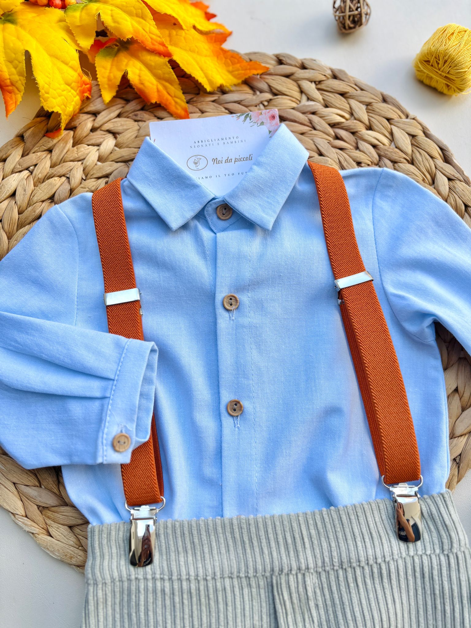 COMPLETO 2 PZ CON BRETELLE VERDE CIELO - Noi da piccoli