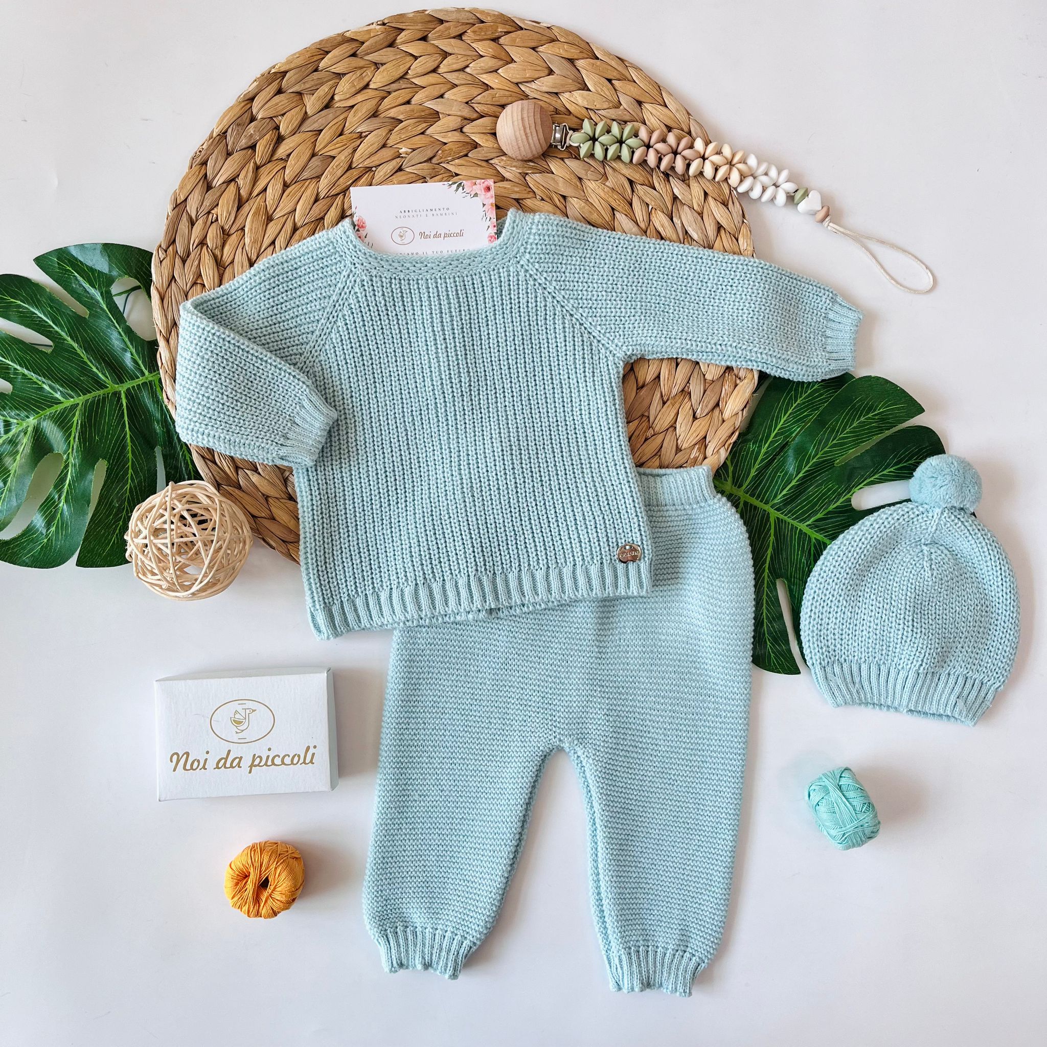 COMPLETO 2 PZ CON CAPPELLINO 100% ACRILICO AGATEA - Noi da piccoli