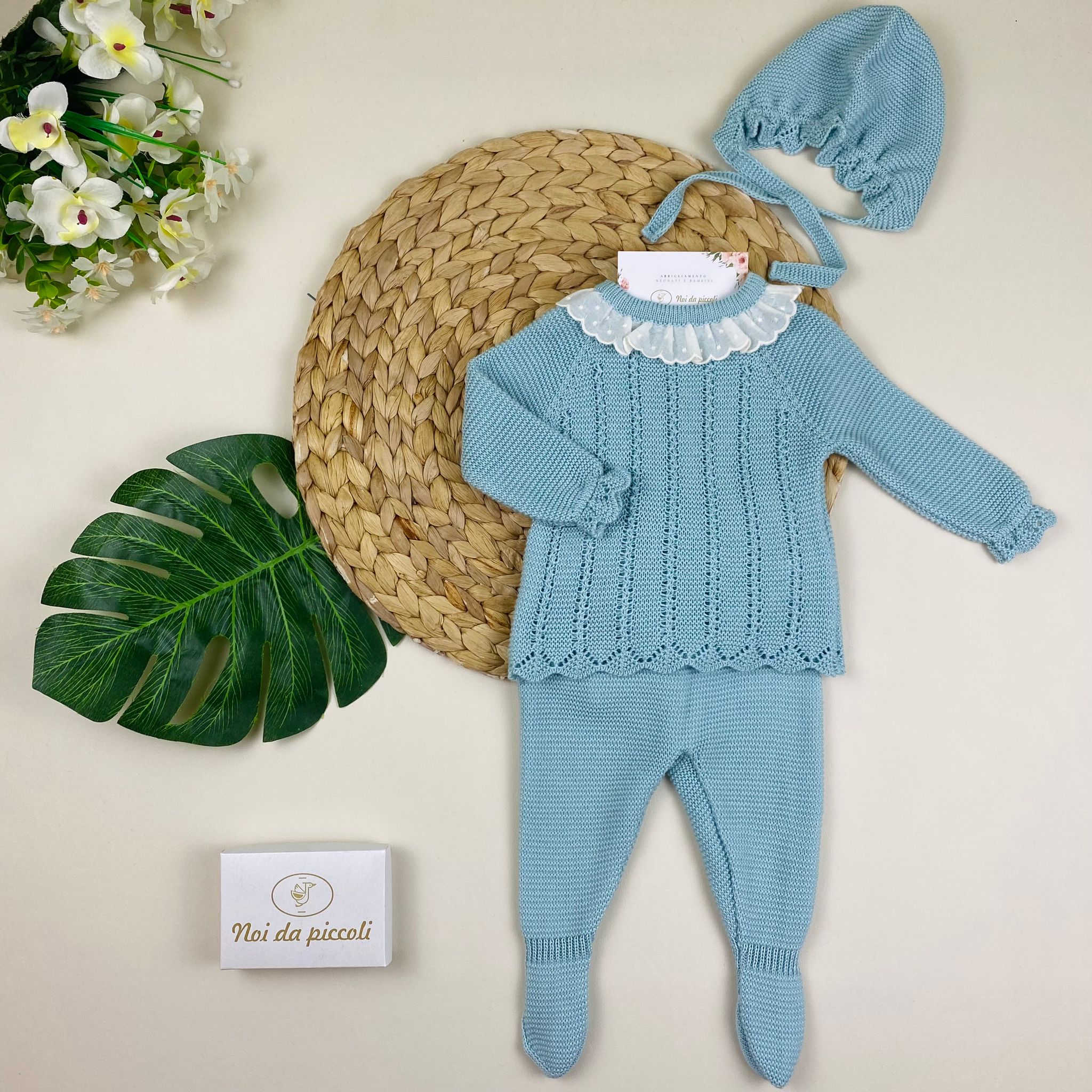 COMPLETO 2 PZ CON CUFFIA FILATO FRESCO - Noi da piccoli