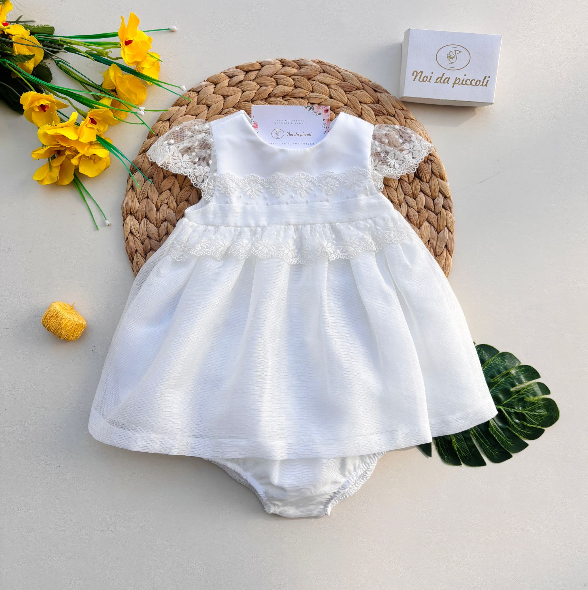 COMPLETO 2 PZ CON DELICATI RICAMI BIANCO - Noi da piccoli