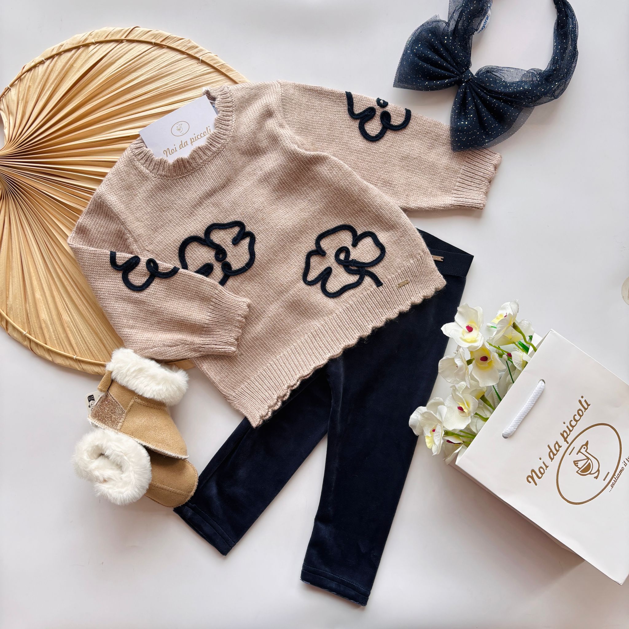 COMPLETO 2 PZ CON FIORELLINI MARINO - Noi da piccoli